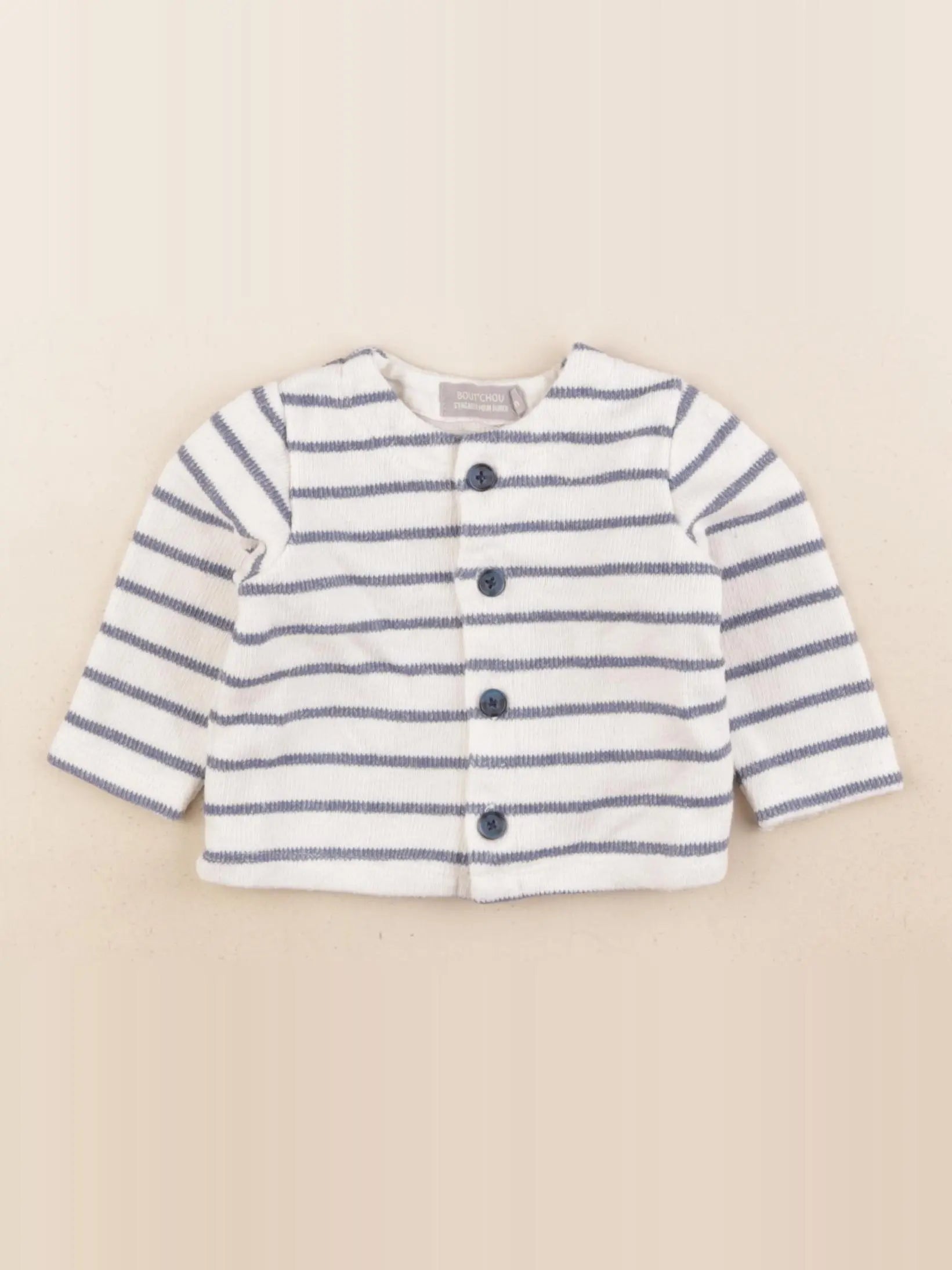 Boutchou - gilet bleu, blanc - 3 mois
