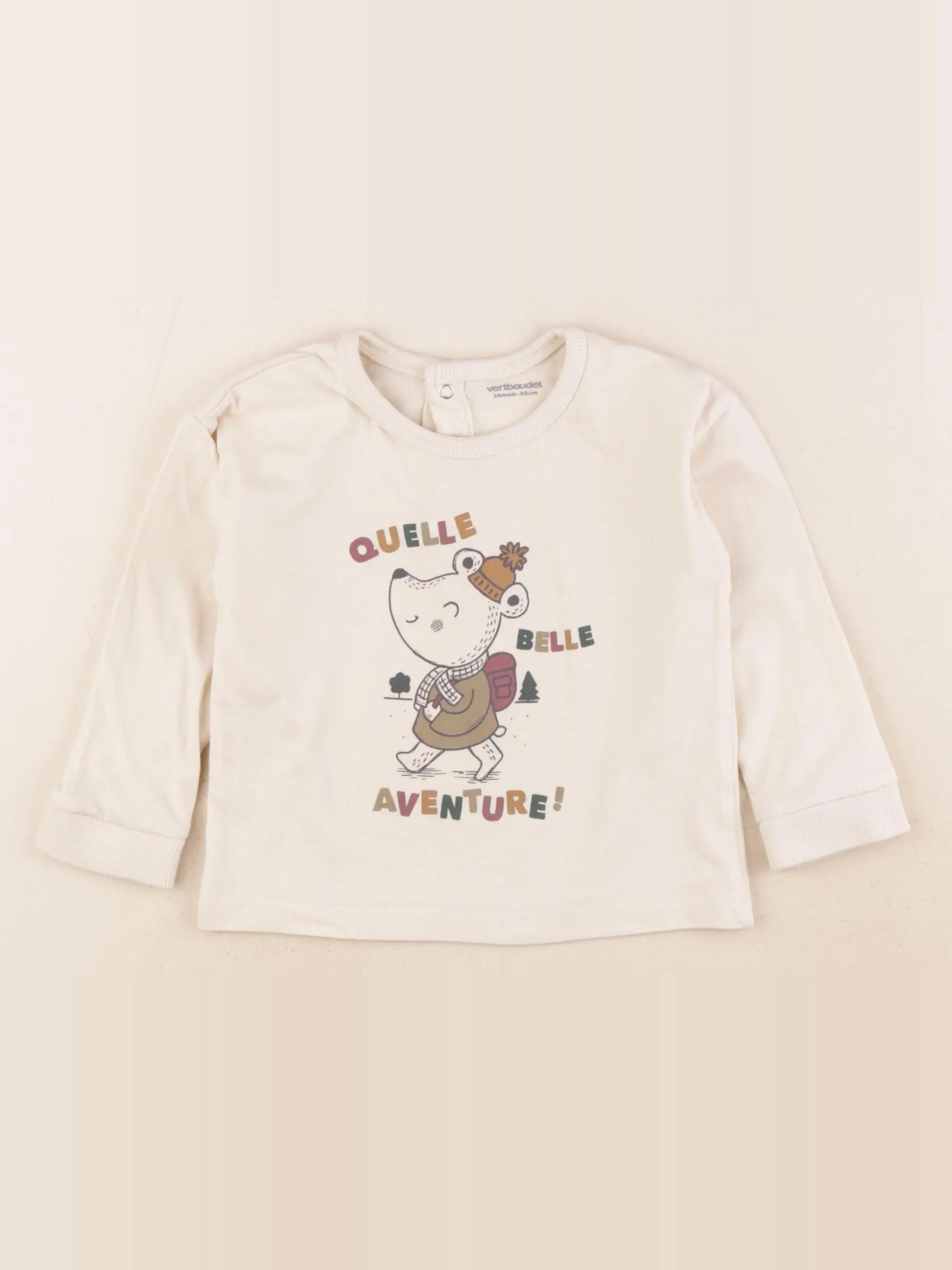 Vertbaudet - tee-shirt beige - 24 mois