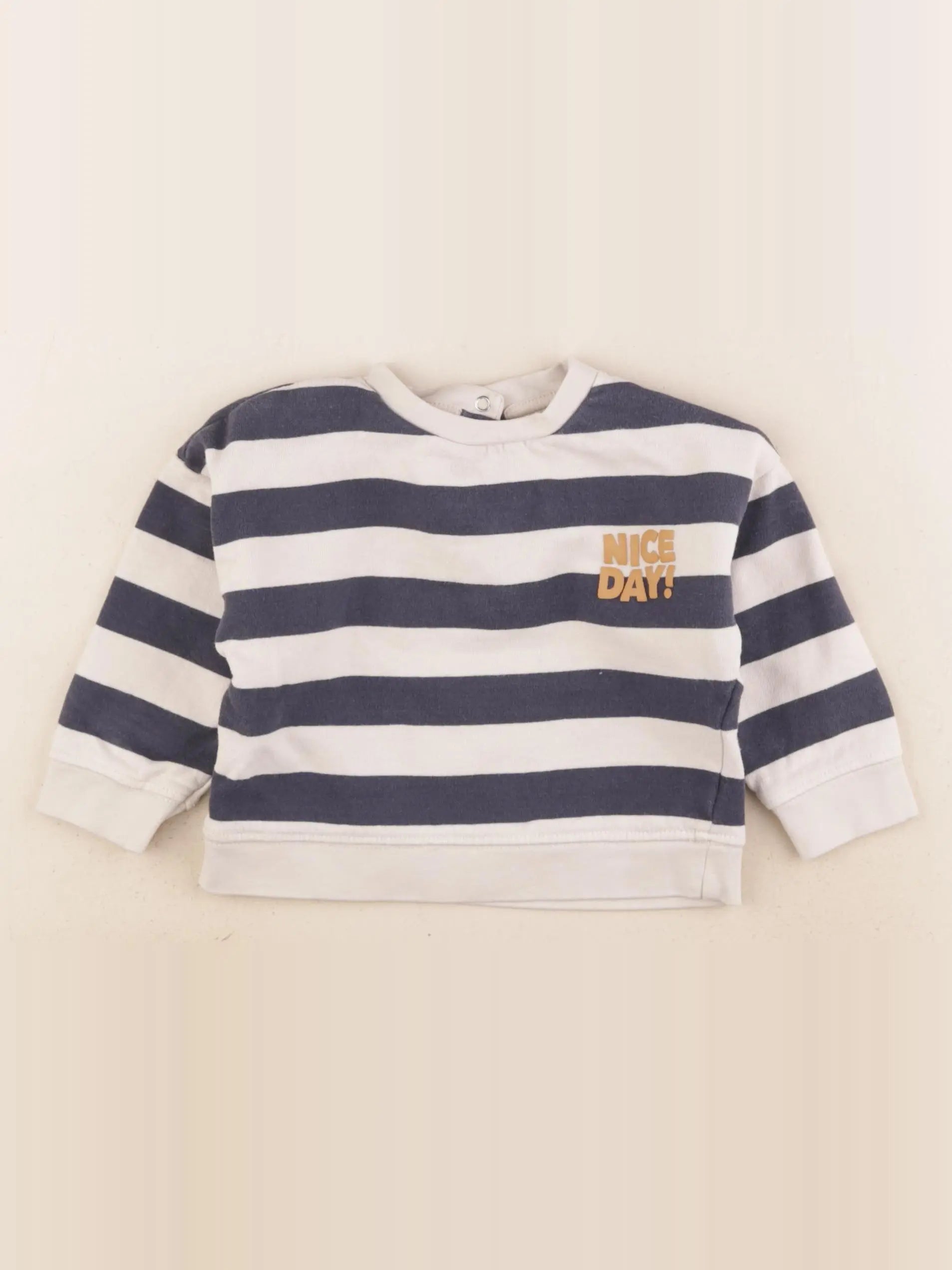 Vertbaudet - sweat blanc, bleu - 18 mois