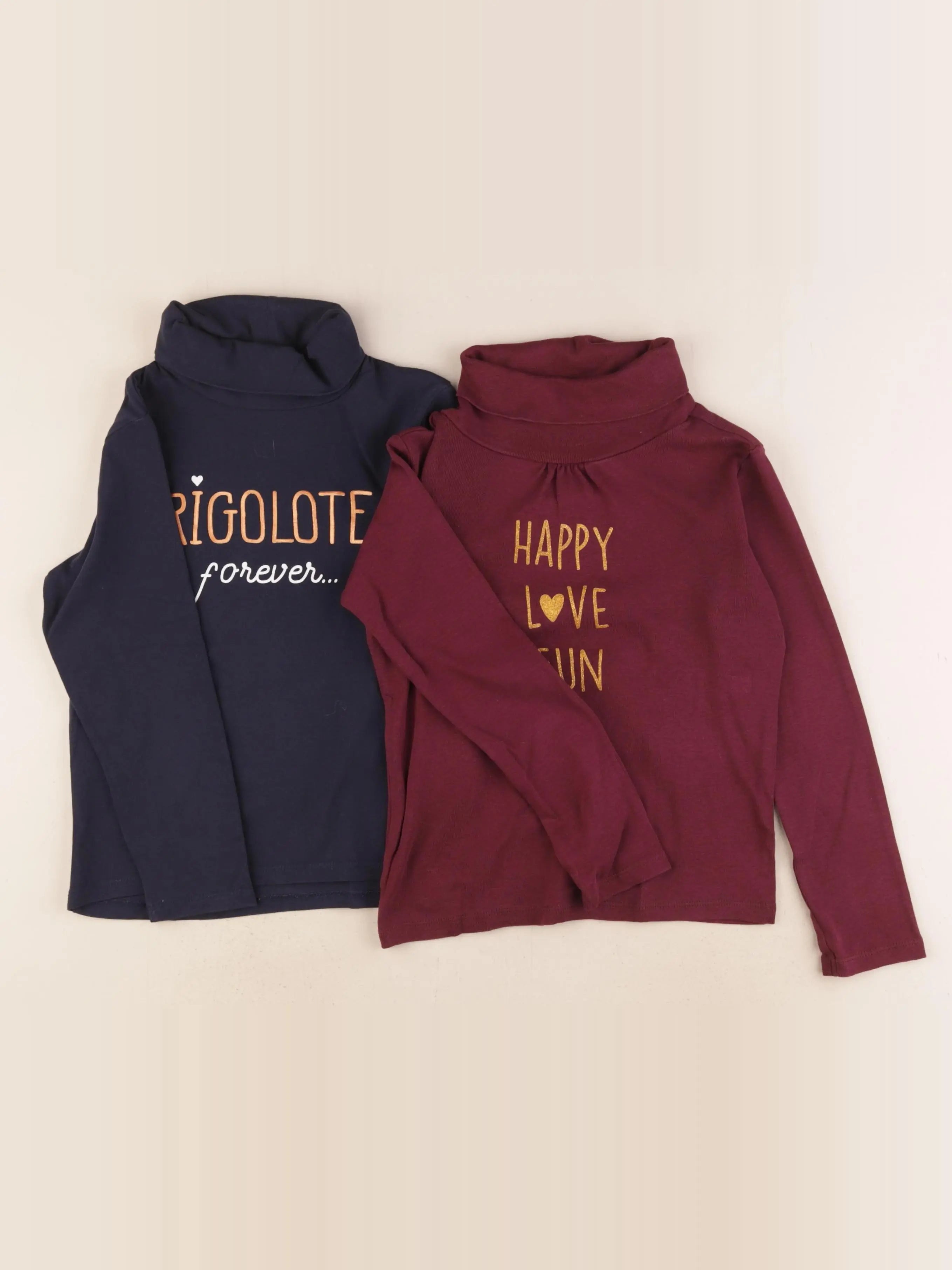 Vertbaudet - lot de 2 sous-pulls bleu, rouge - 6 ans