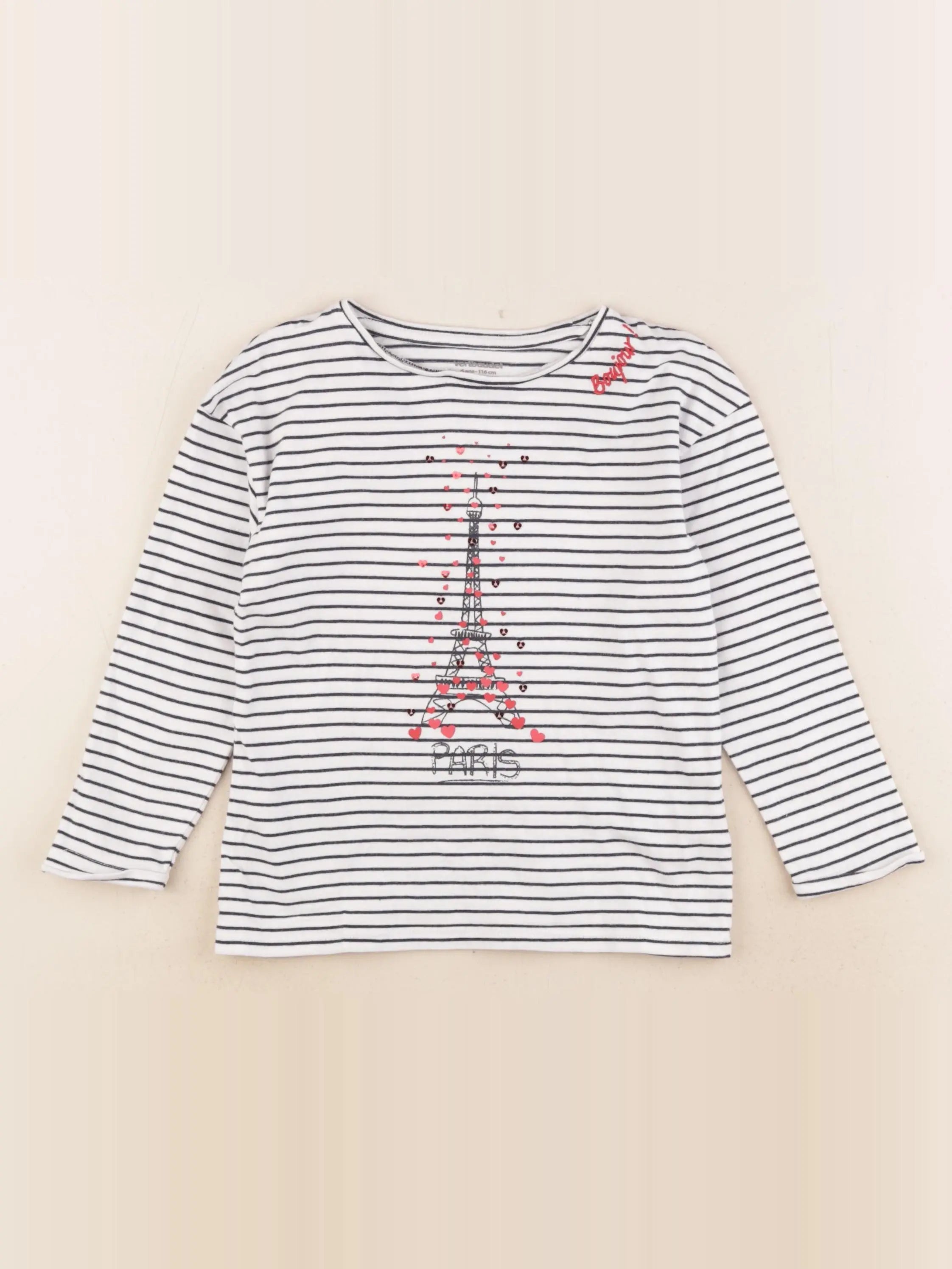 Vertbaudet - tee-shirt blanc, bleu - 6 ans