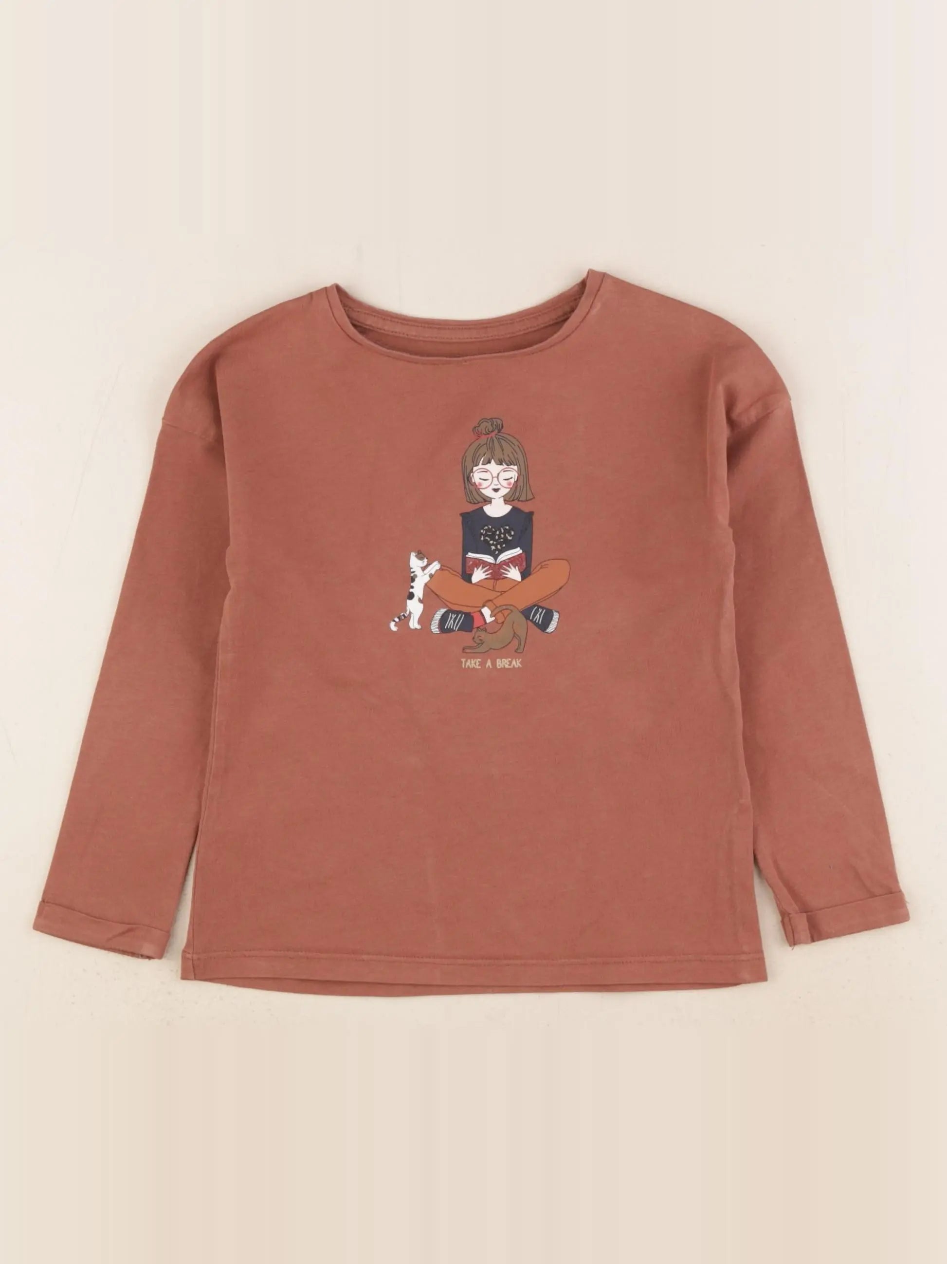 Vertbaudet - tee-shirt marron - 4 ans