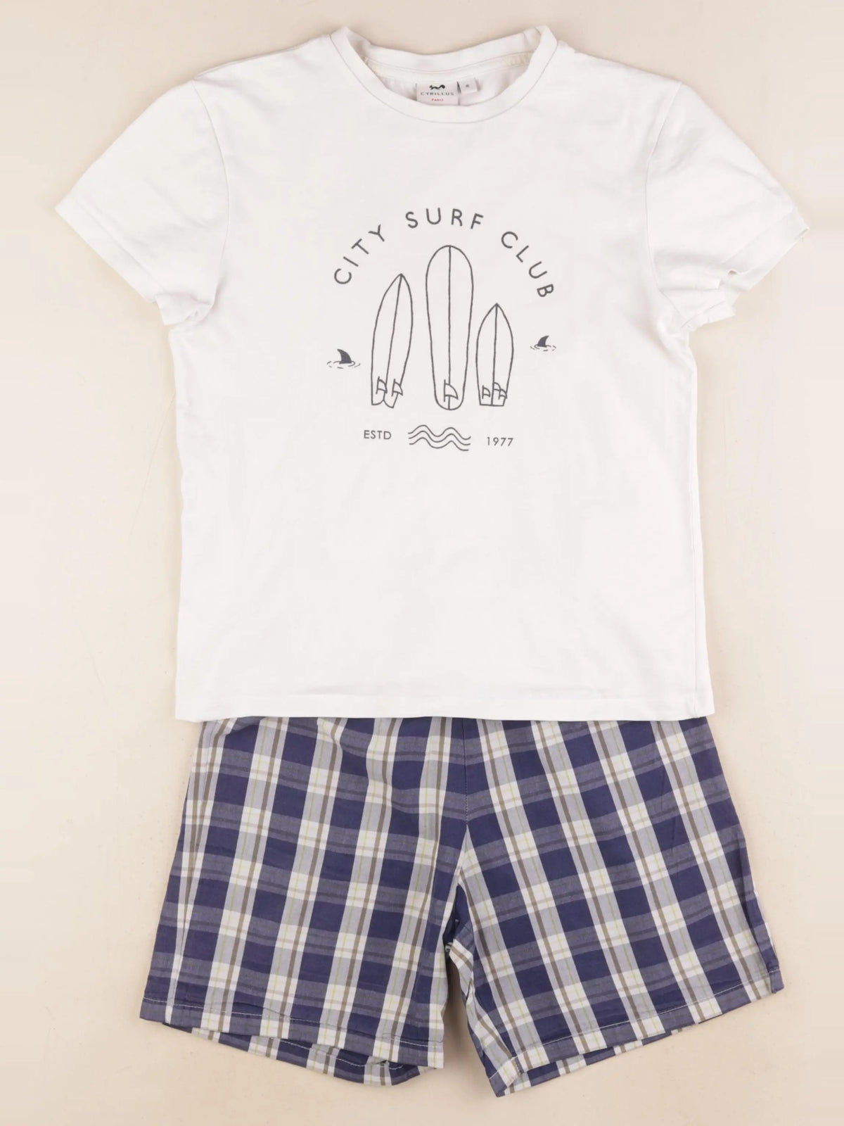 Cyrillus - pyjama coton bleu, blanc - 8 ans