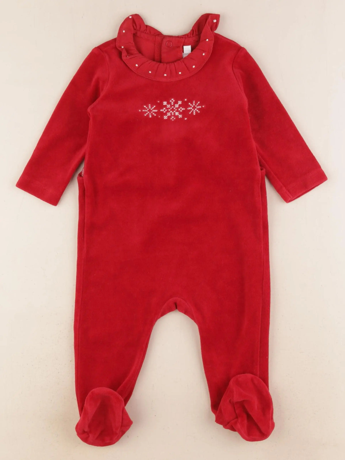 Natalys - pyjama velours rouge - 9 mois