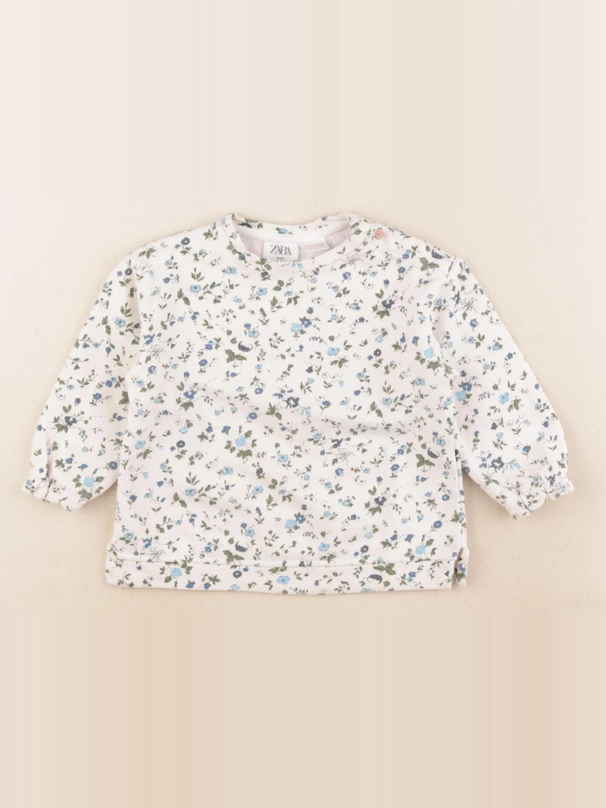 Zara - sweat beige, bleu - 6/9 mois