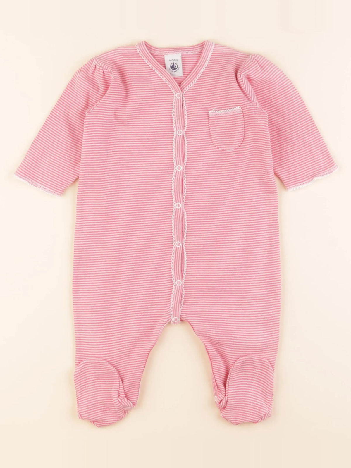 Petit Bateau - pyjama coton rose - 6 mois