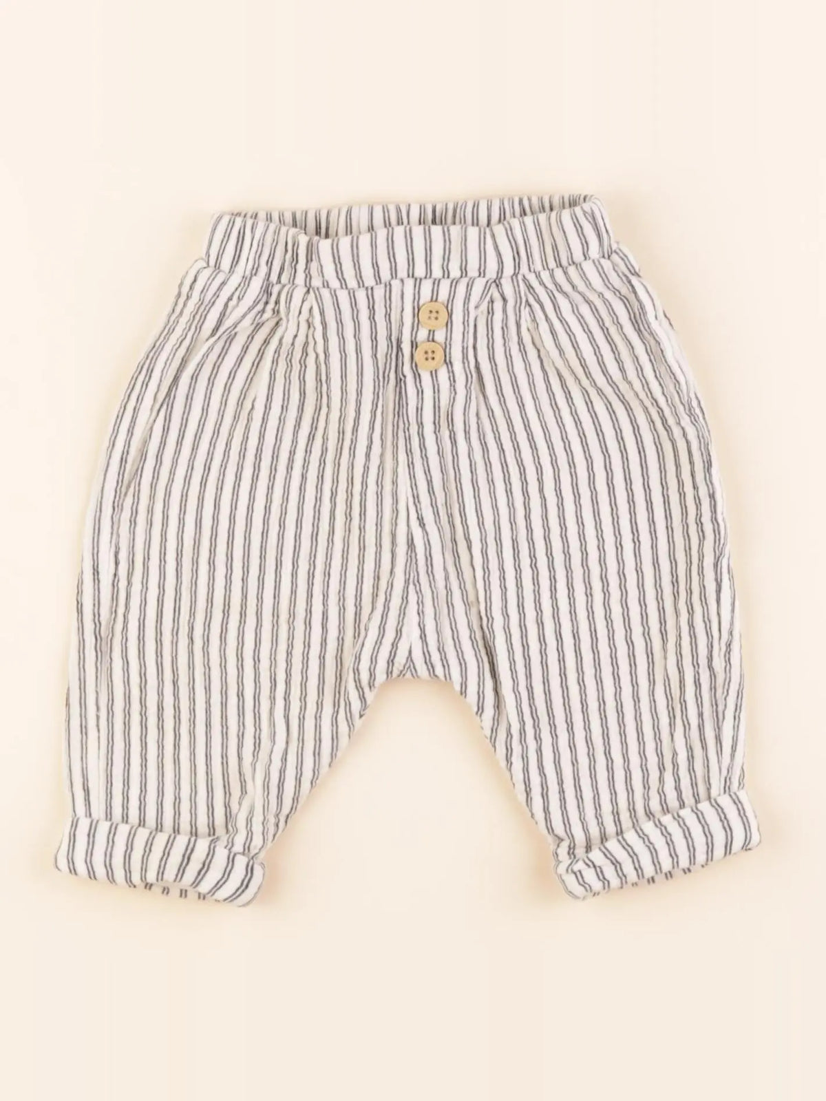 Vertbaudet - pantalon beige - 6 mois