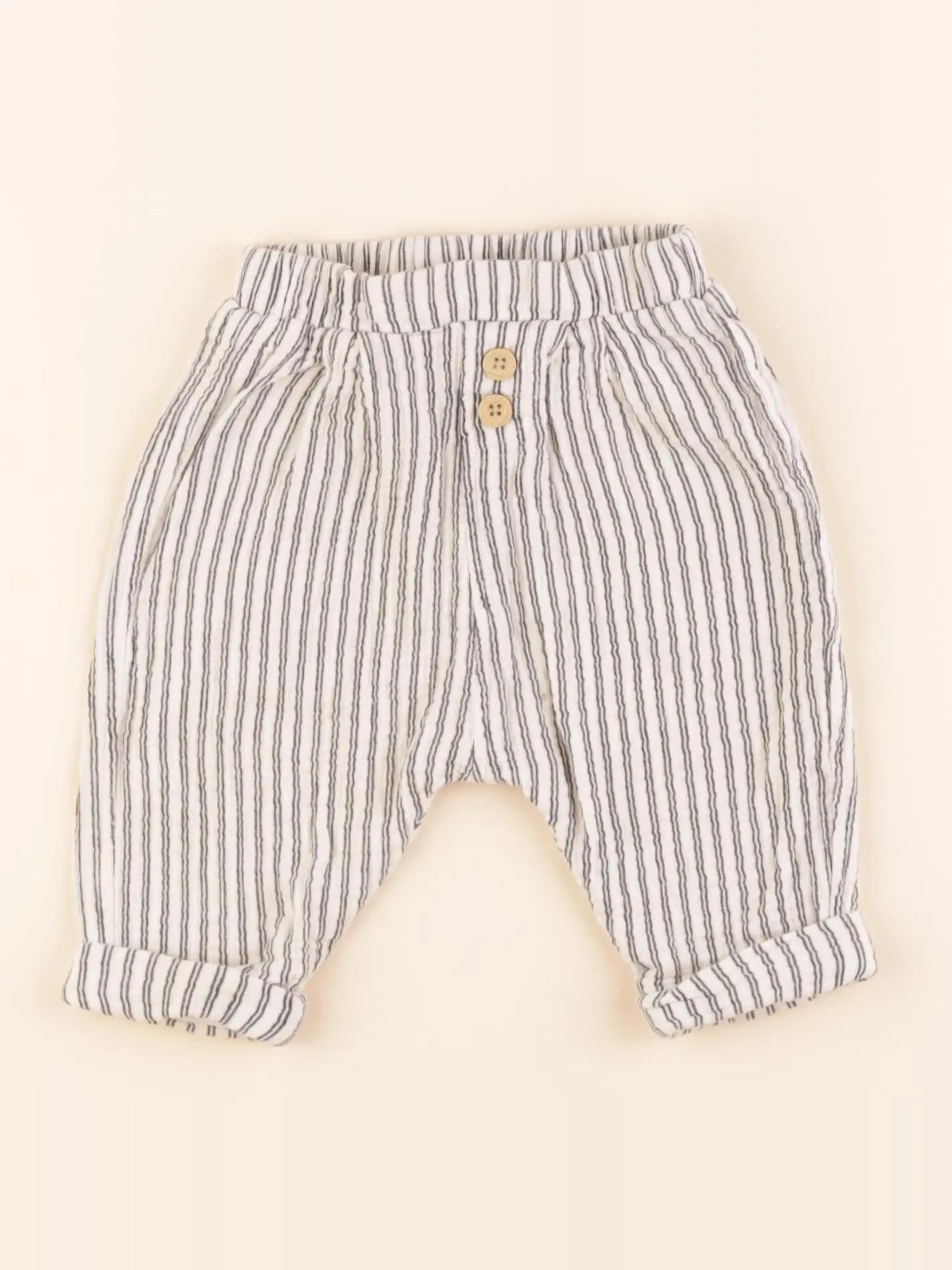 Vertbaudet - pantalon beige - 6 mois