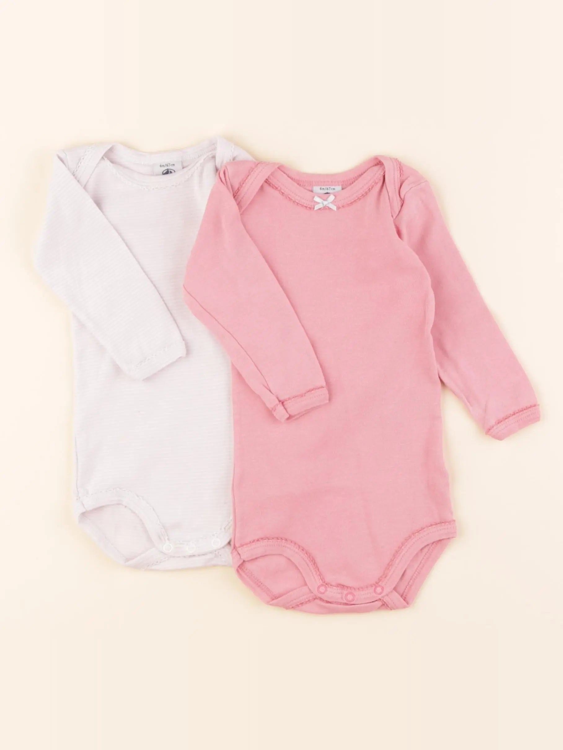 Petit Bateau - lot de 2 bodies en coton rose - 6 mois