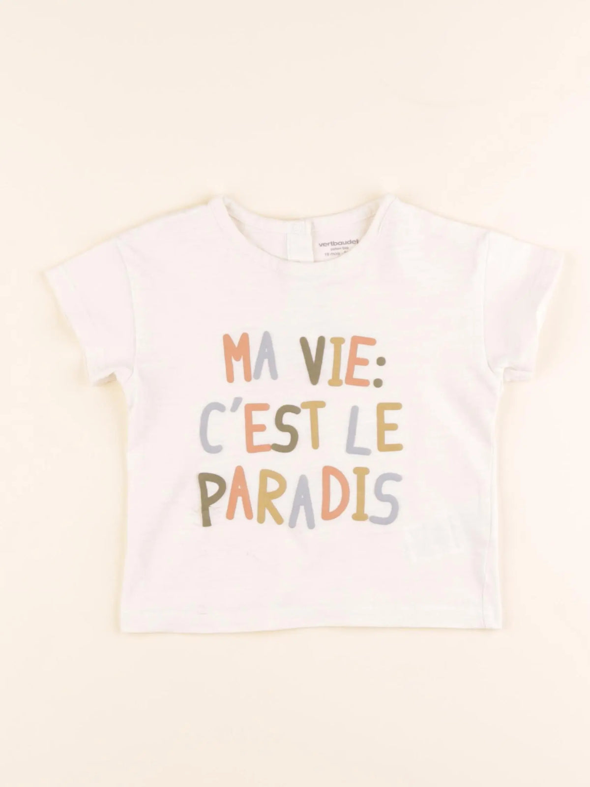 Vertbaudet - tee-shirt blanc - 18 mois