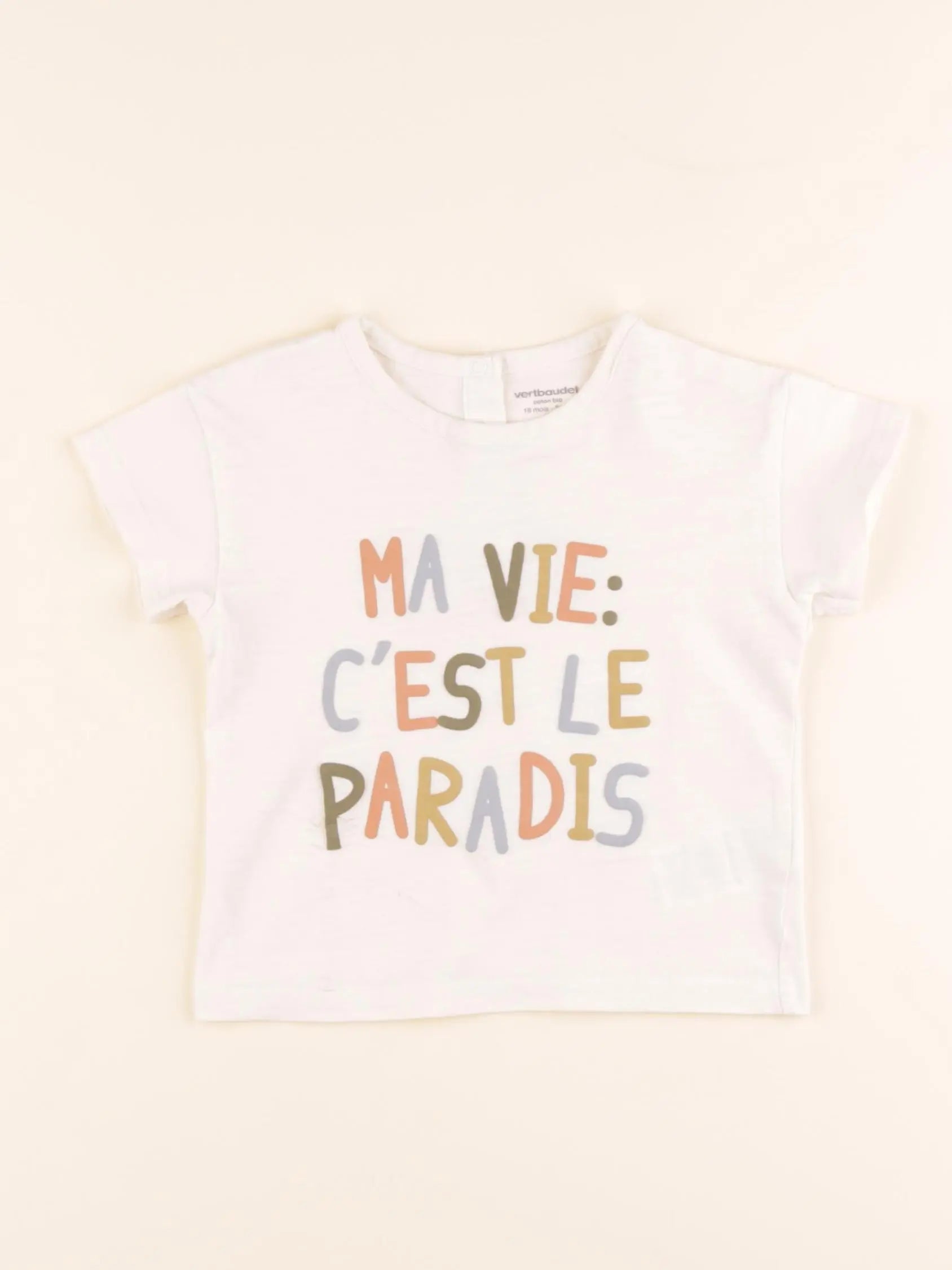 Vertbaudet - tee-shirt blanc - 18 mois