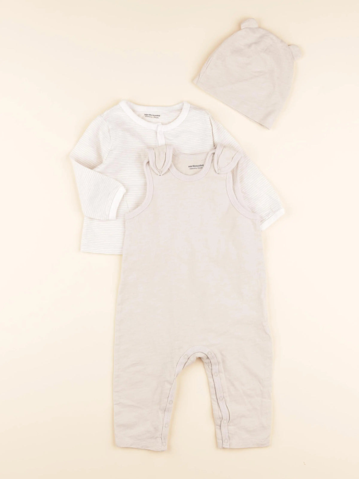 Vertbaudet - ensemble beige - 12 mois