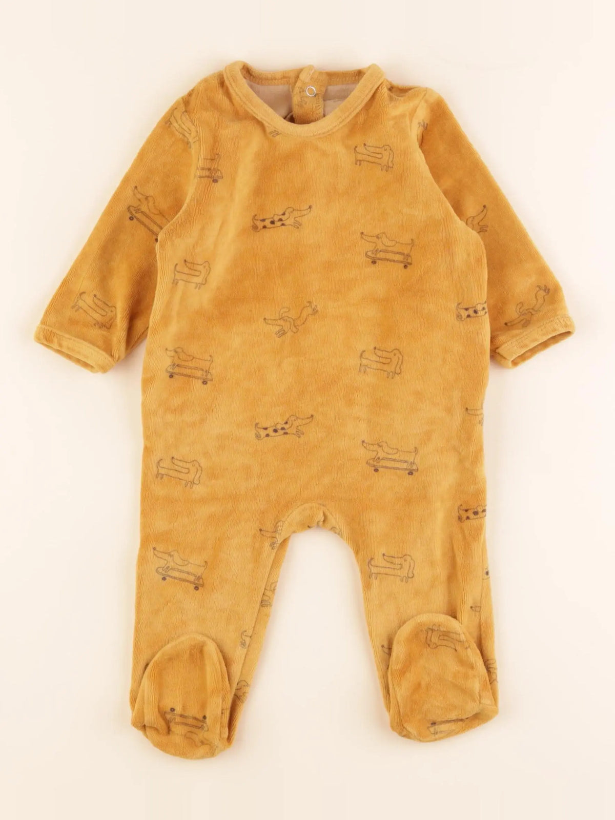 Vertbaudet - pyjama velours jaune - 6 mois