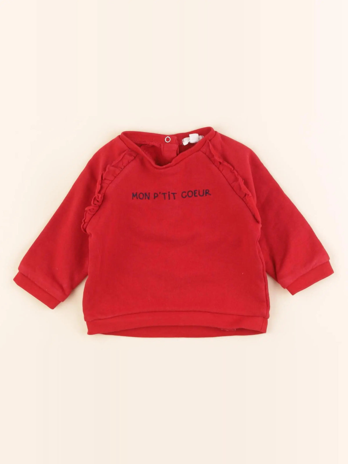Vertbaudet - sweat rouge - 6 mois