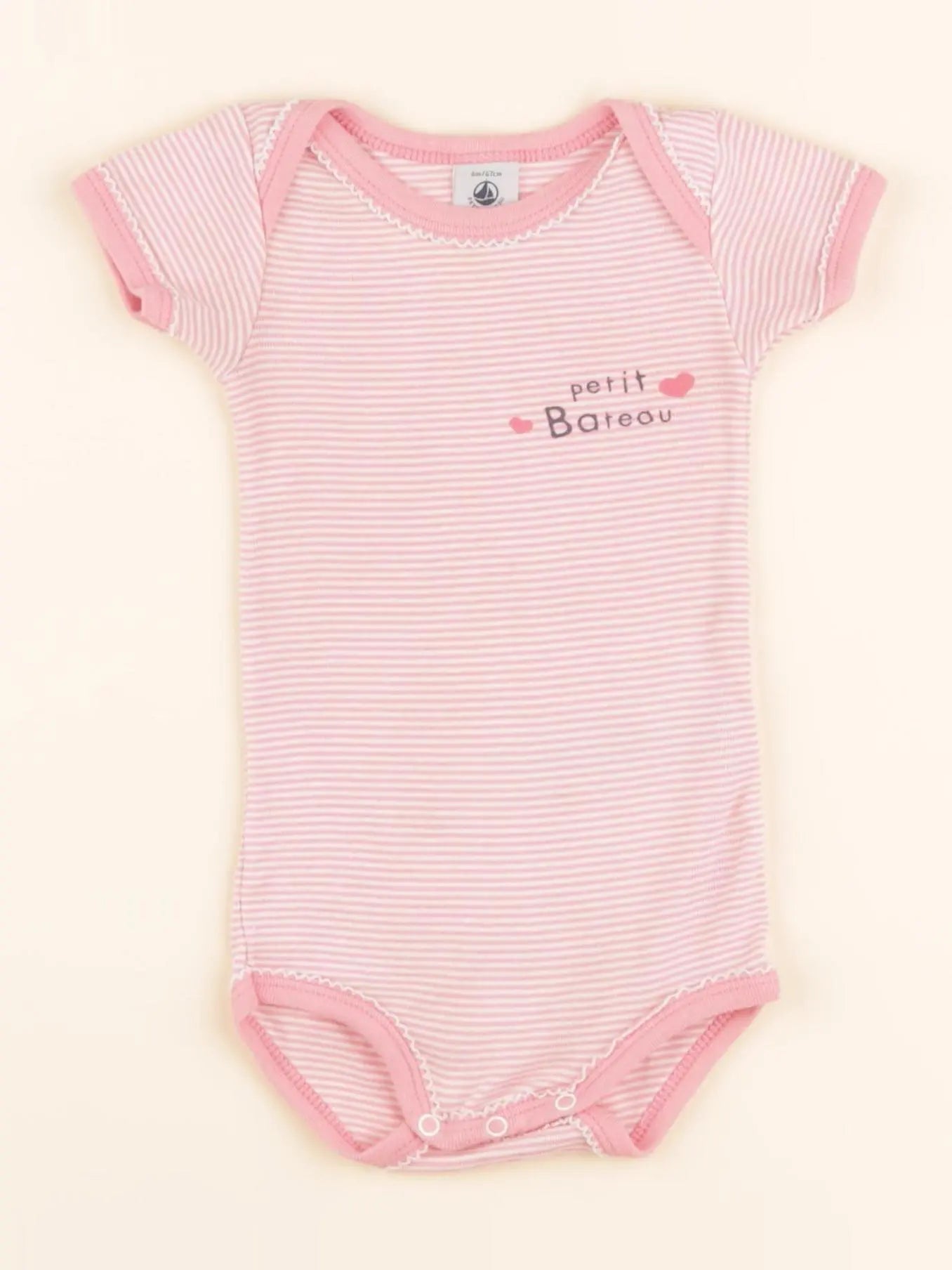 Petit Bateau - body rose - 6 mois