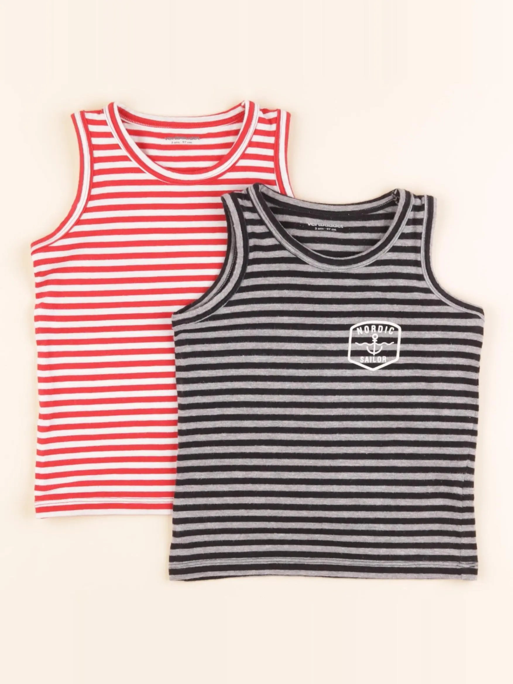 Vertbaudet - lot de 2 débardeurs multicolore - 3 ans