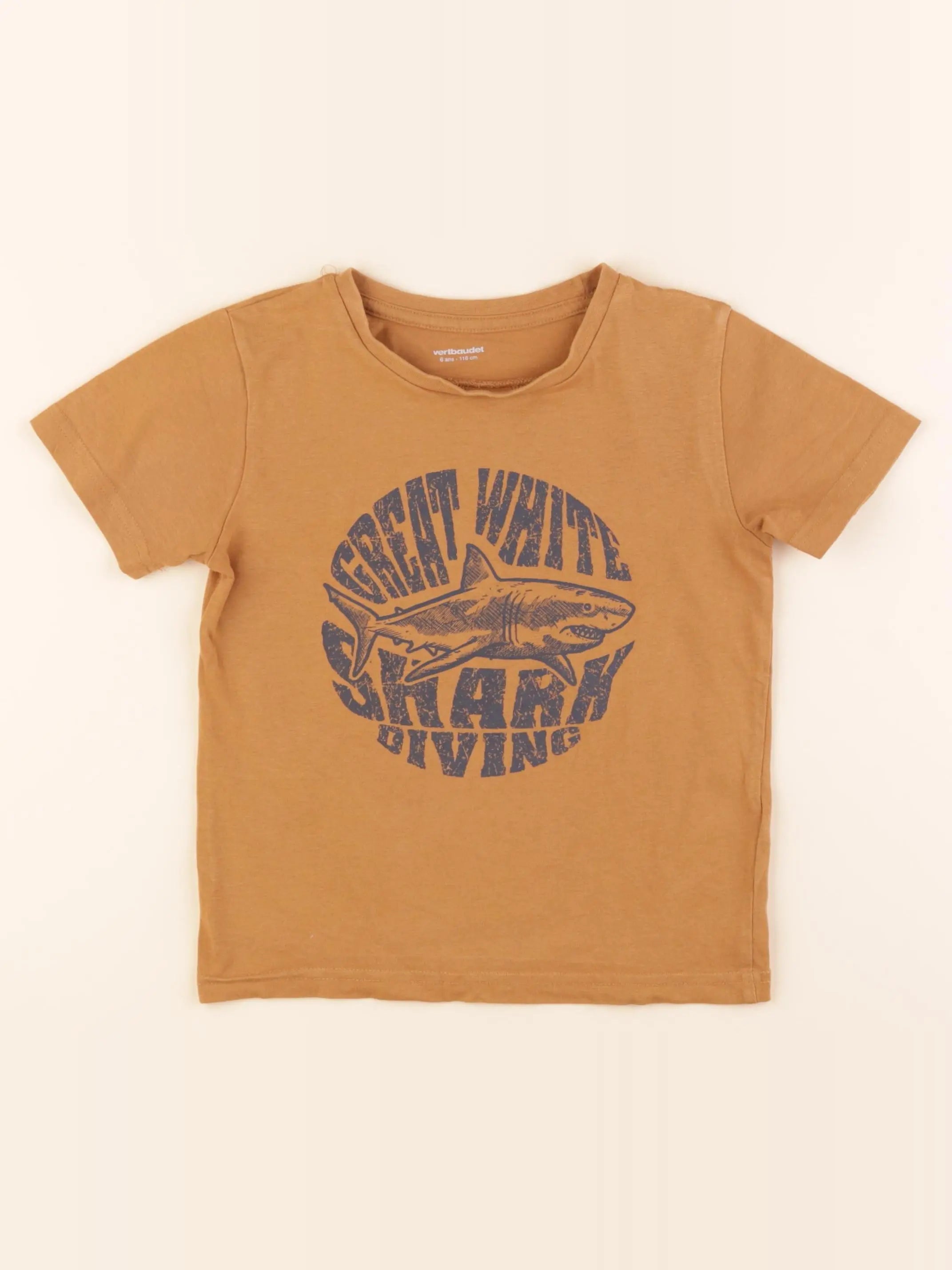 Vertbaudet - tee-shirt marron - 6 ans