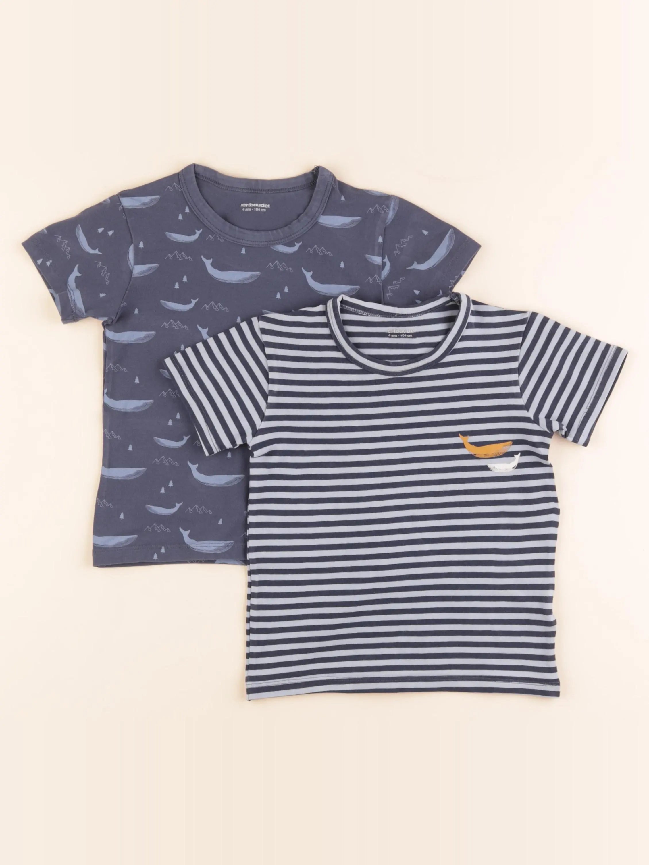 Vertbaudet - lot de 2 tee-shirts bleu - 4 ans