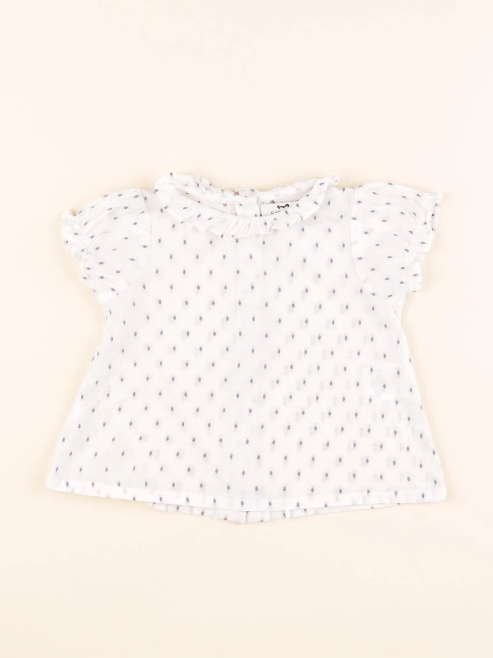Cyrillus - blouse blanc, bleu - 9 mois