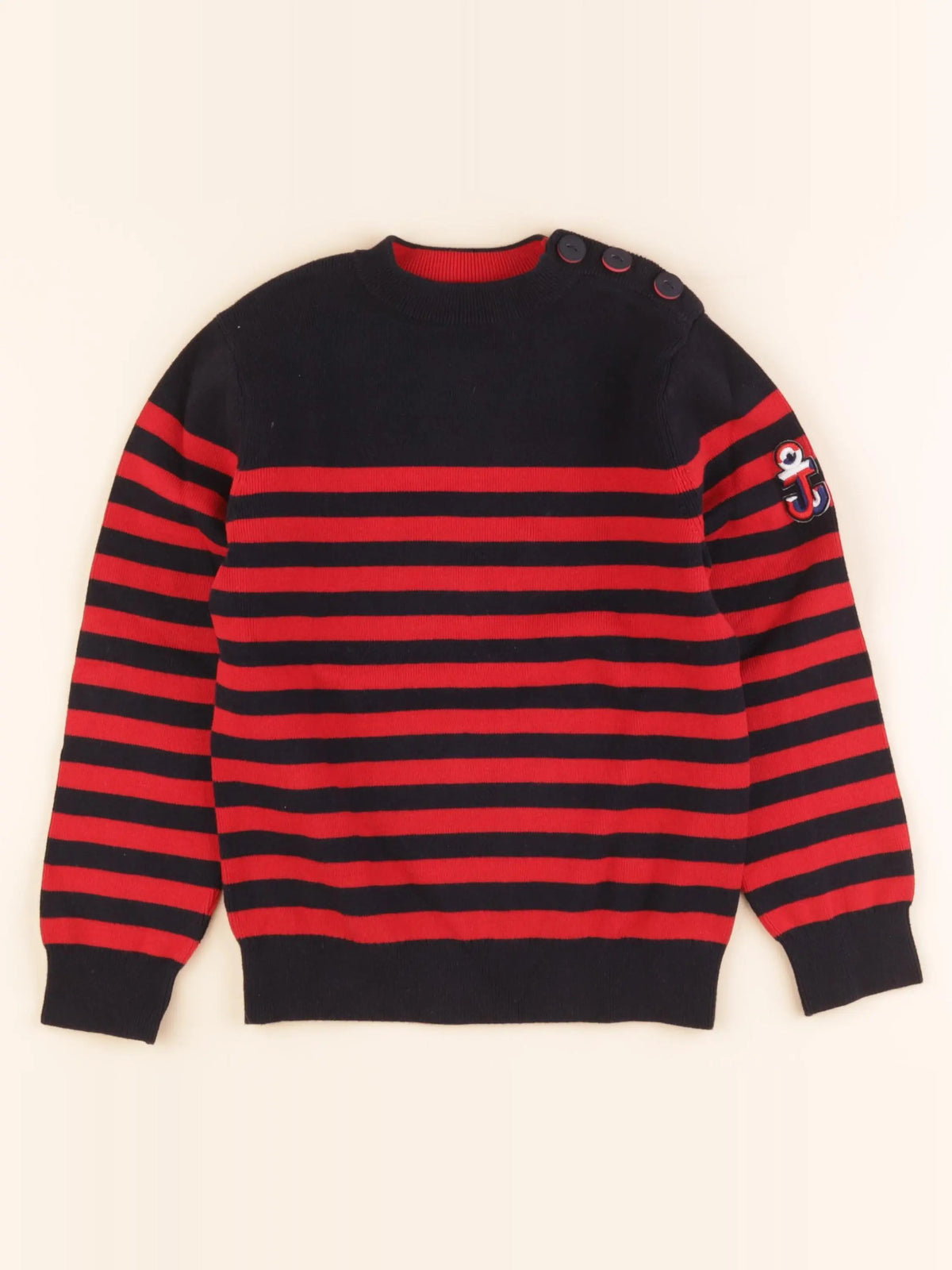 Jacadi - pull bleu, rouge - 8 ans