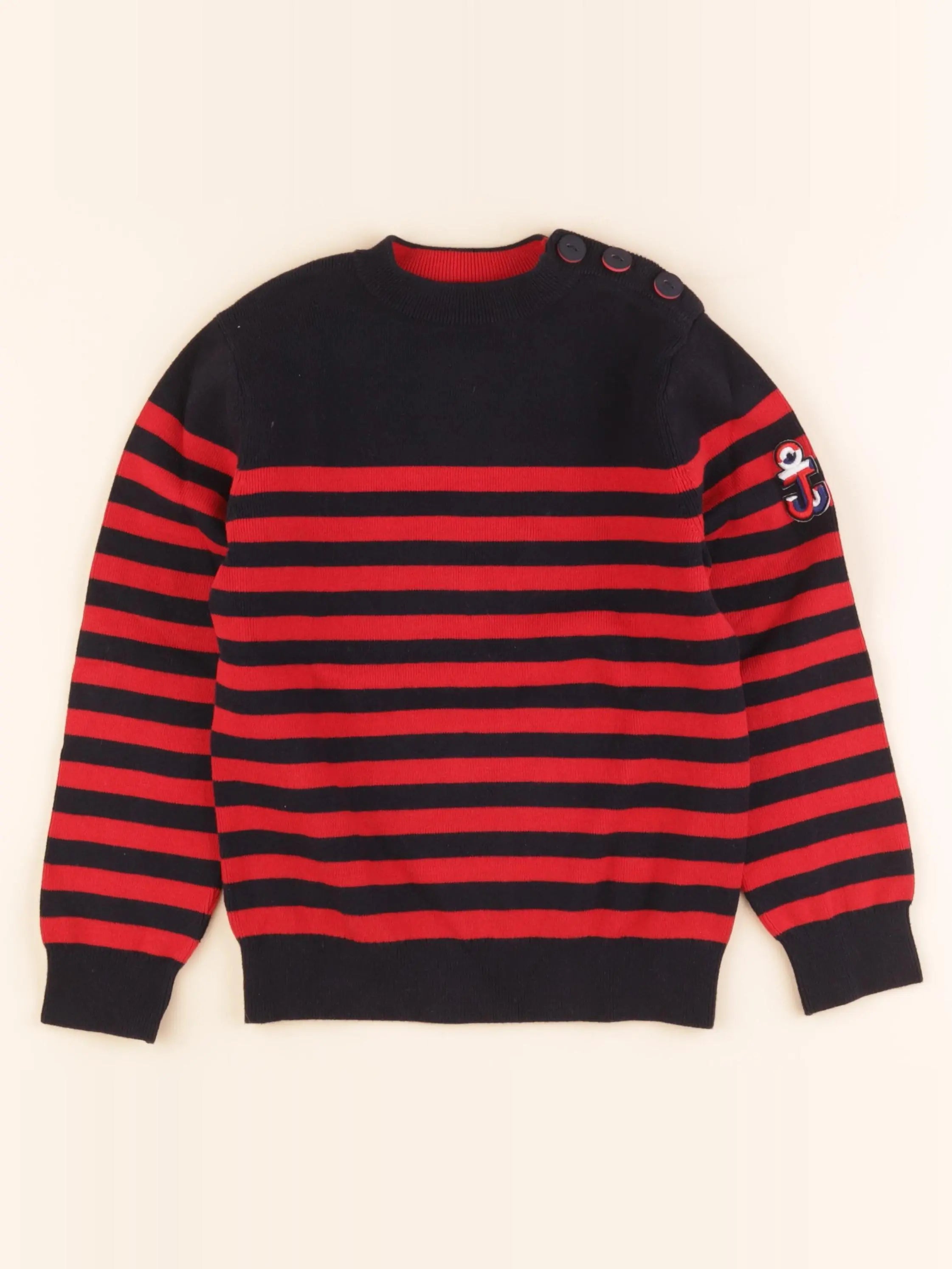 Jacadi - pull bleu, rouge - 8 ans