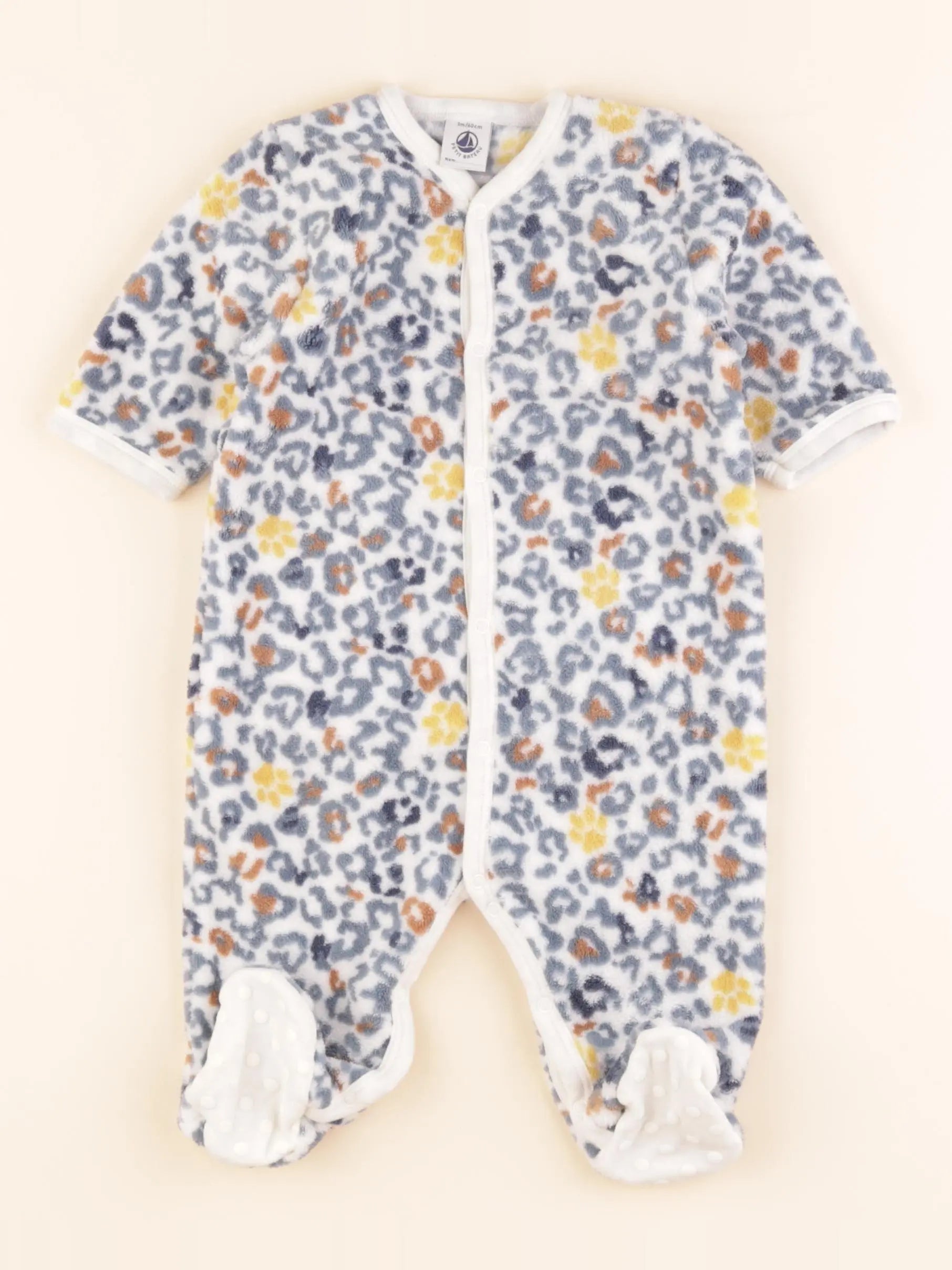 Petit Bateau - pyjama velours bleu - 3 mois