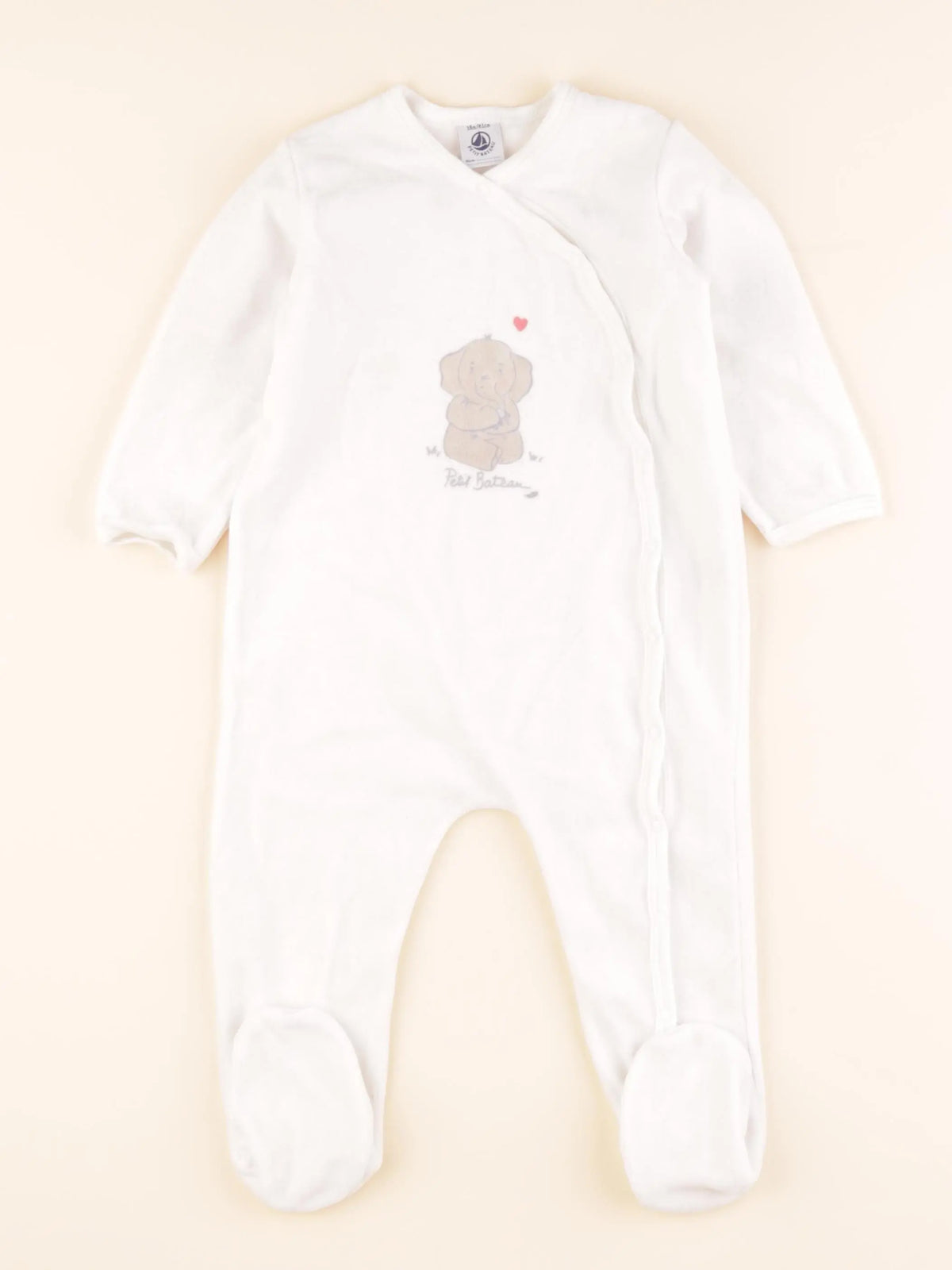 Petit Bateau - pyjama velours blanc - 18 mois