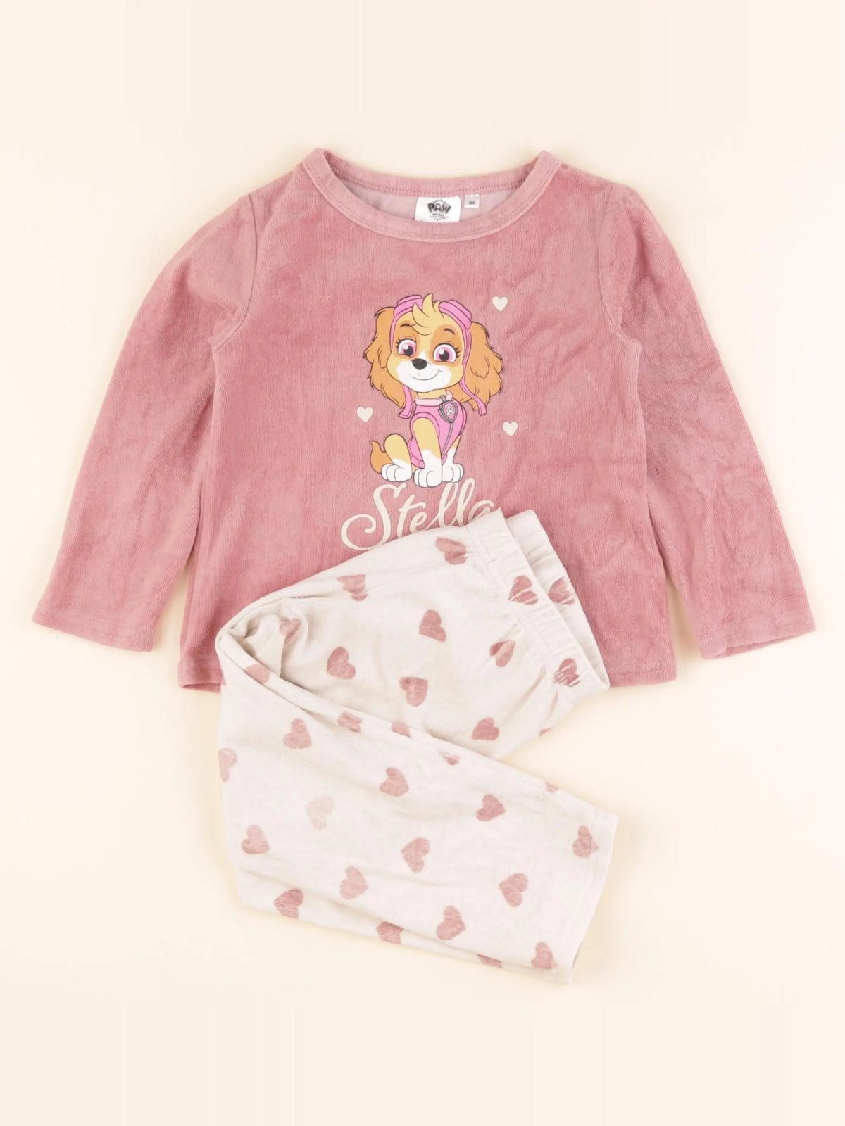 Vertbaudet - pyjama velours rose - 4 ans