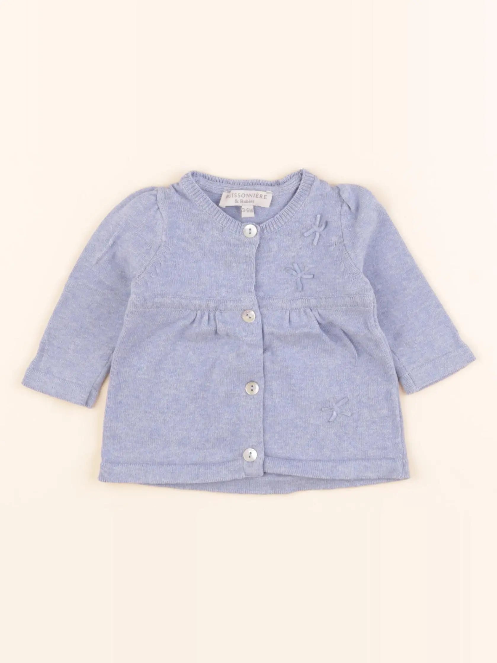 Buissonnière - gilet bleu - 3/6 mois