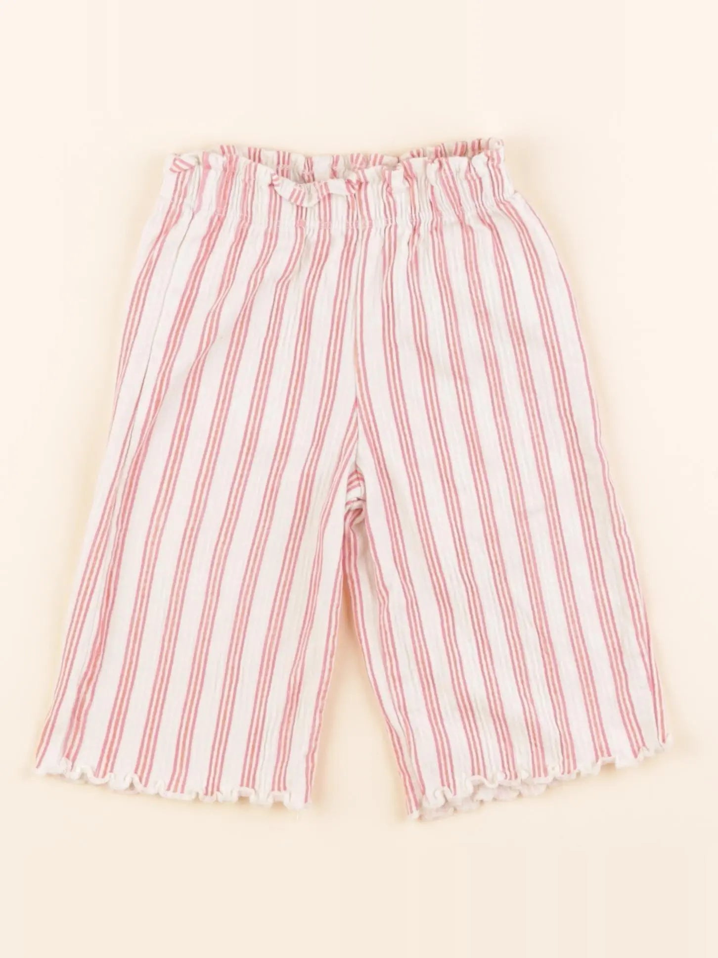 Vertbaudet - pantalon beige, rose - 9 mois