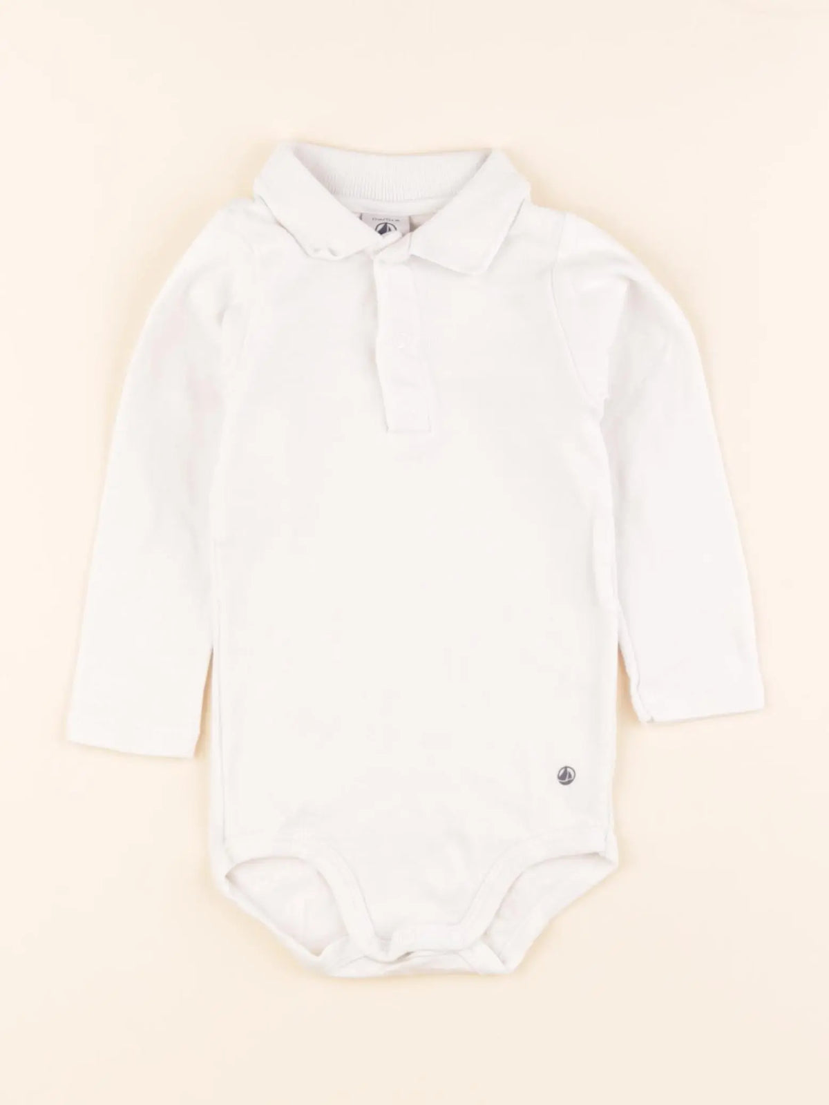 Petit Bateau - body à col blanc - 12 mois