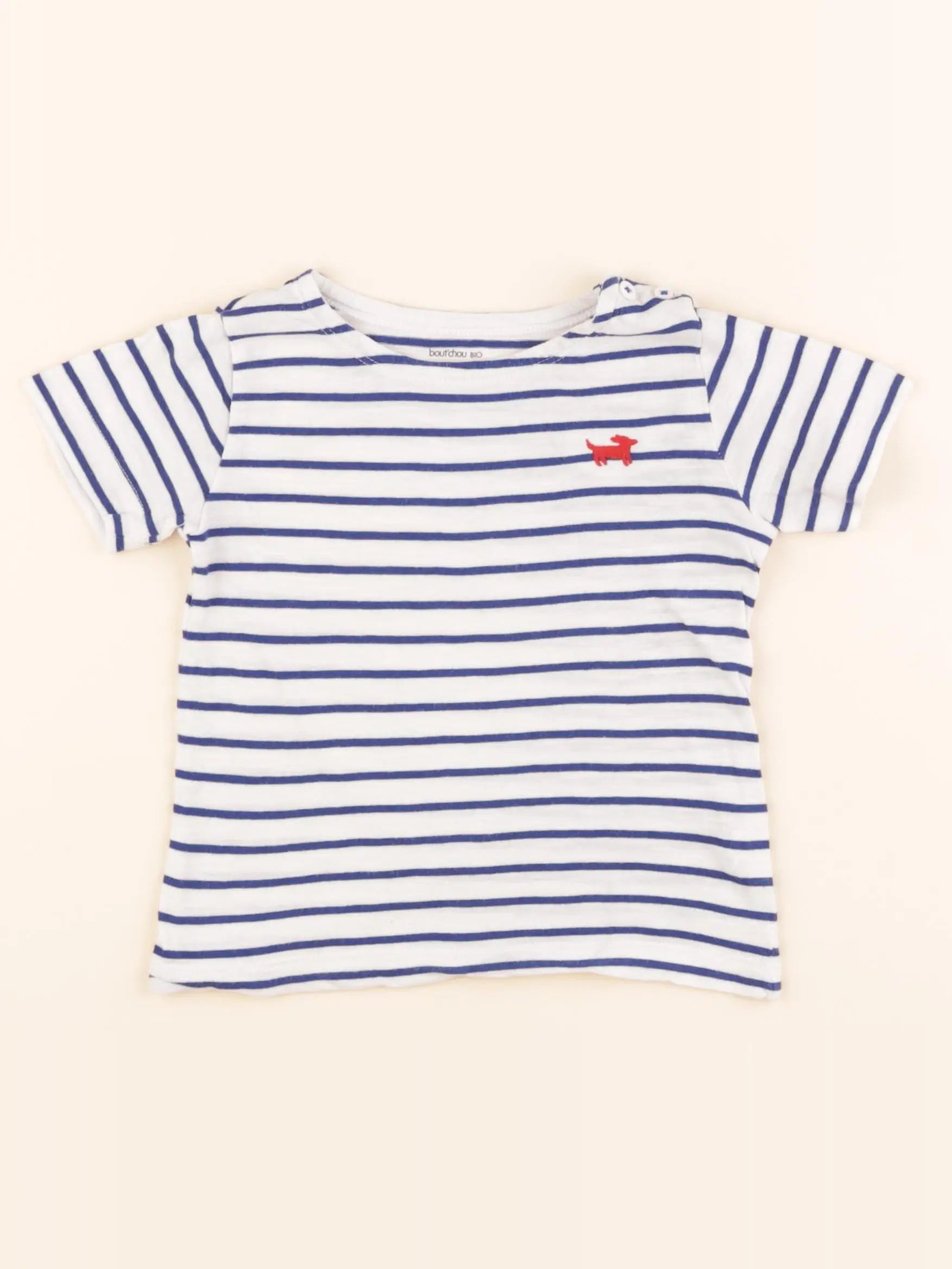 Boutchou - tee-shirt bleu, blanc - 18 mois