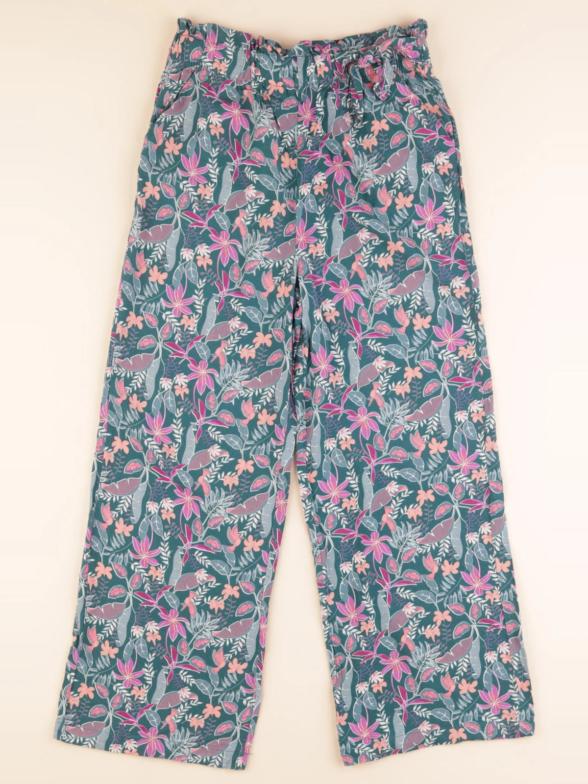 Vertbaudet - pantalon vert, rose - 12 ans