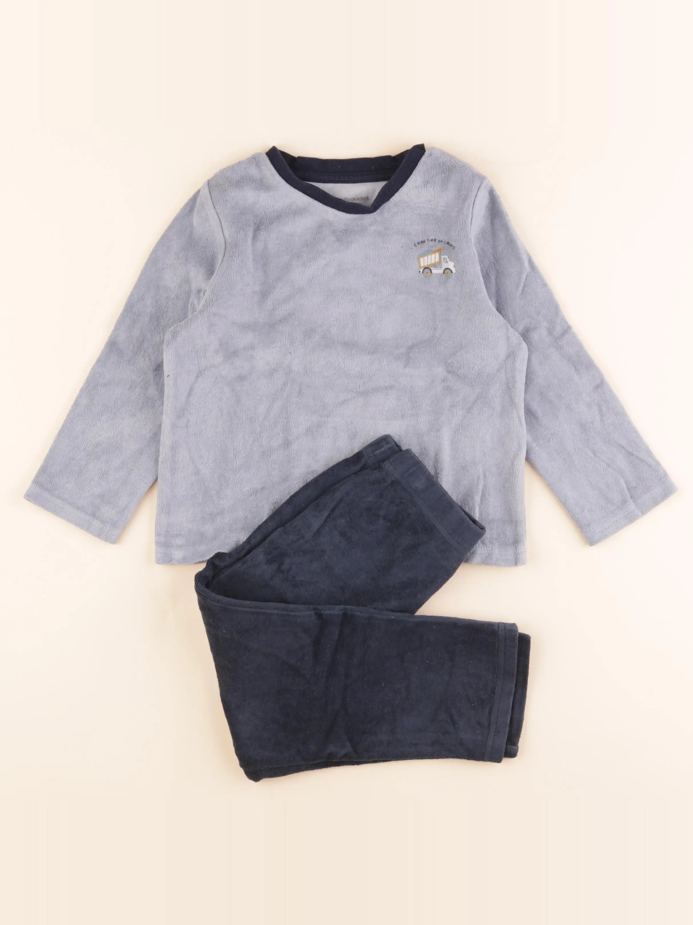 Vertbaudet - pyjama velours bleu - 4 ans