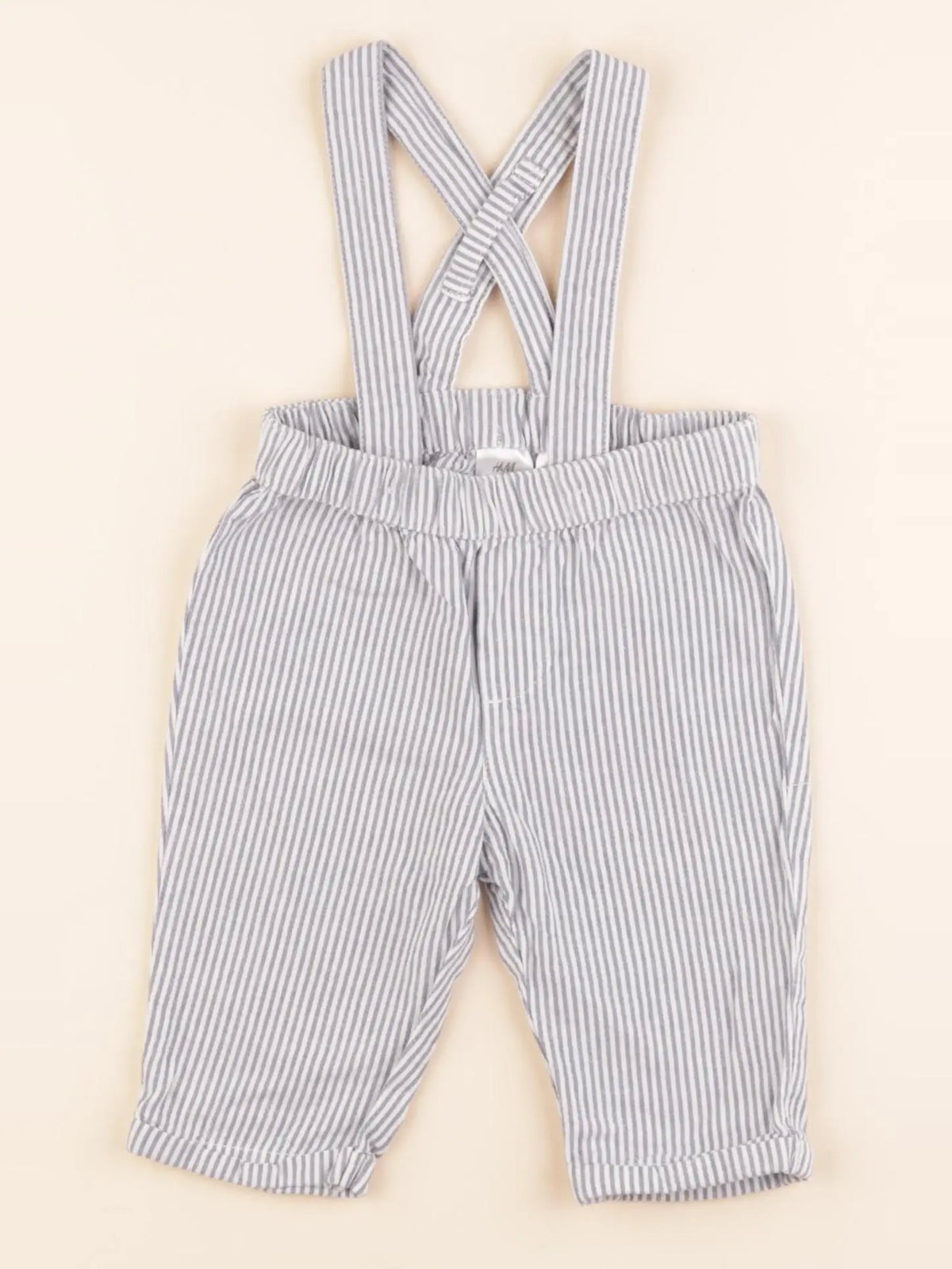 H&M - pantalon bleu, blanc - 2/4 mois