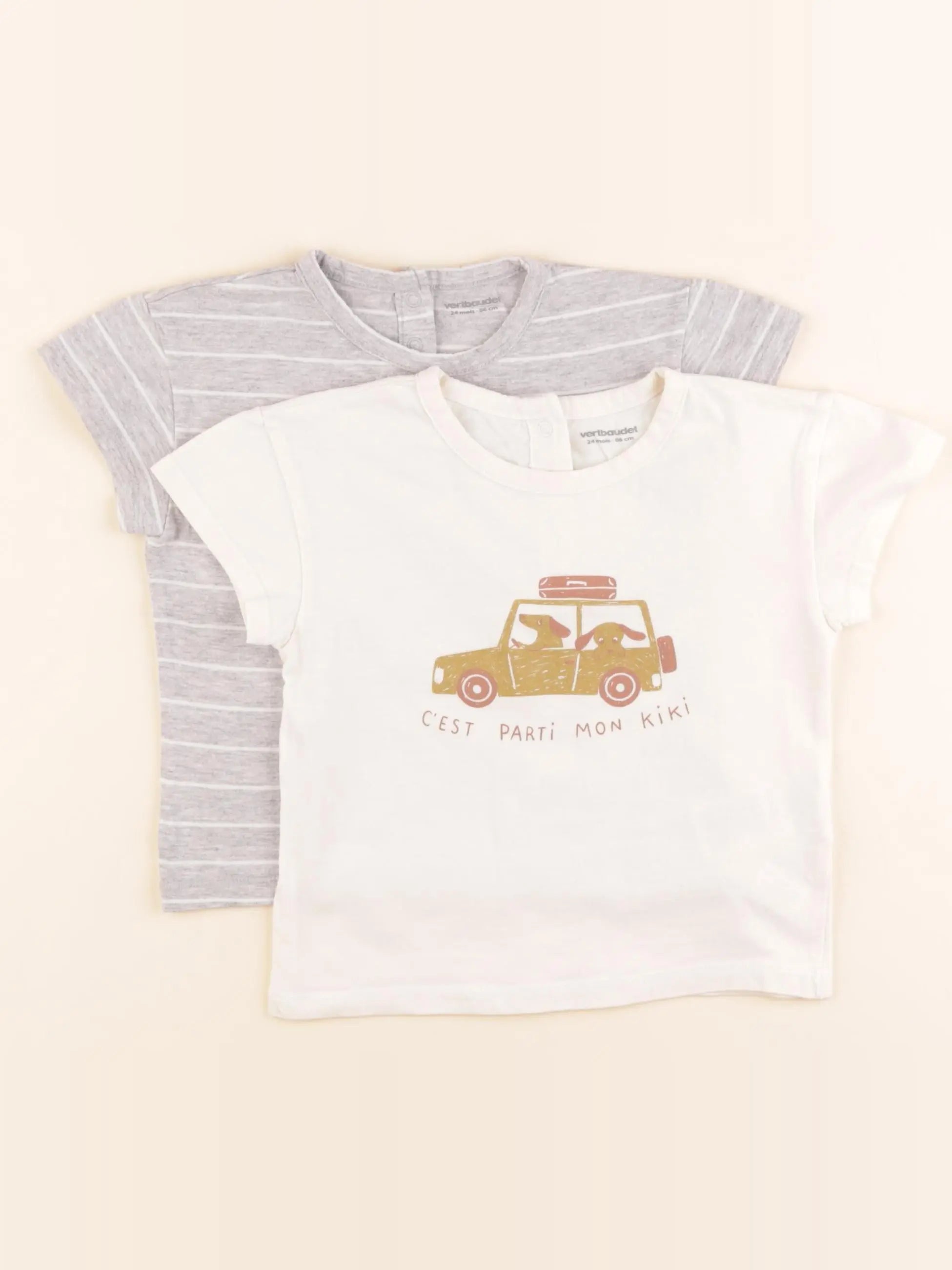 Vertbaudet - lot de 2 tee-shirts multicolore - 24 mois