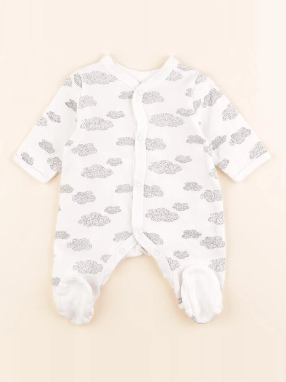 La Redoute - pyjama coton blanc, gris - 1 mois