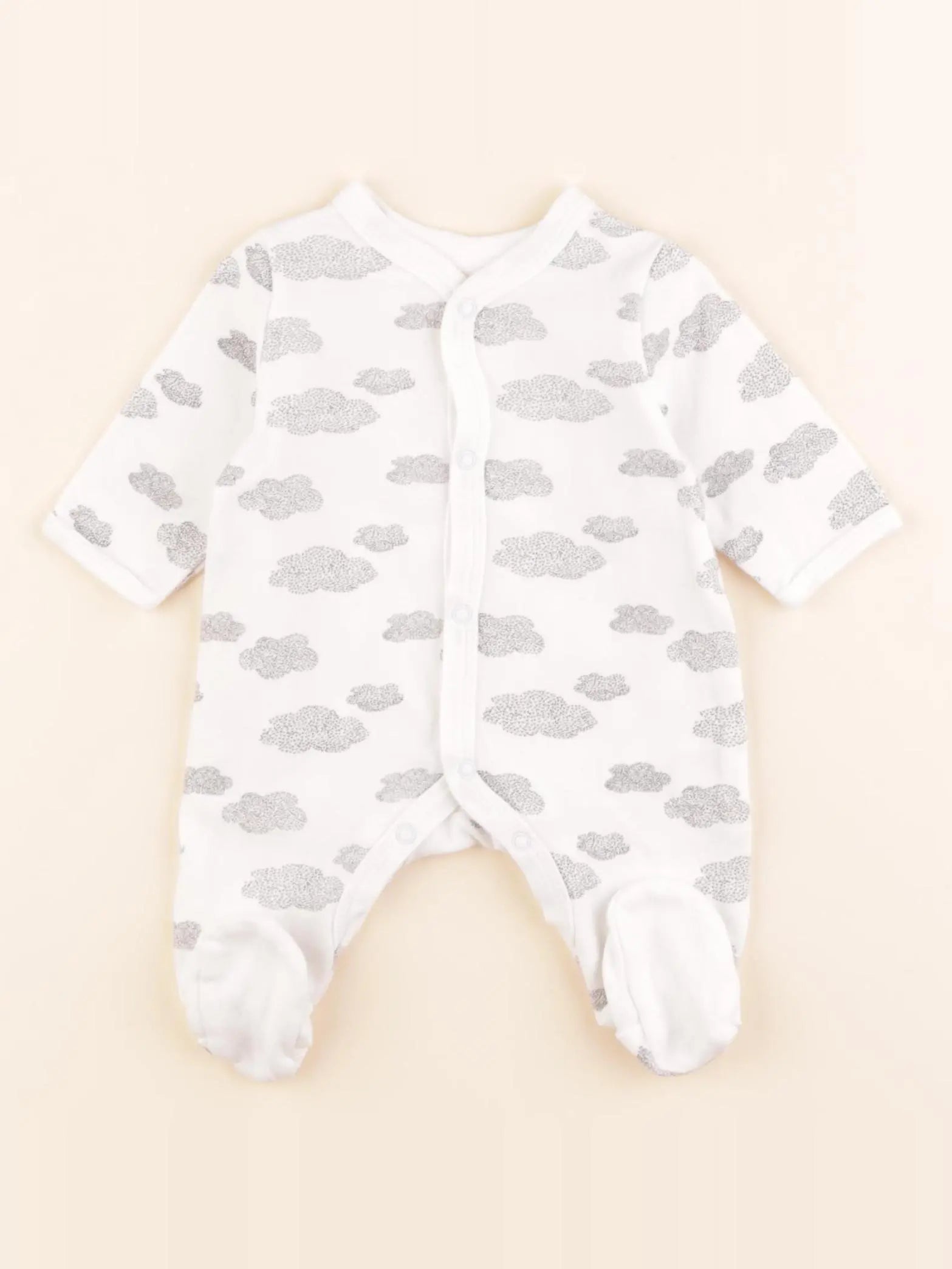 La Redoute - pyjama coton blanc, gris - 1 mois