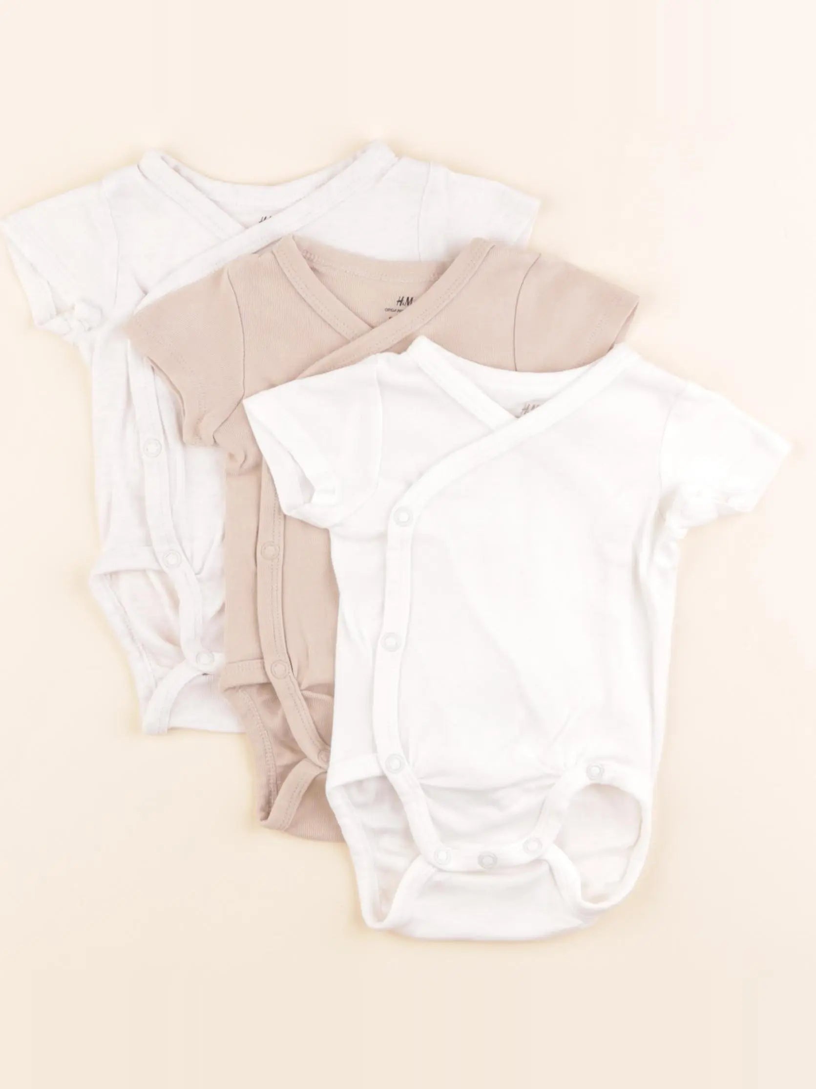 H&M - lot de 3 bodies en coton multicolore - 1/2 mois