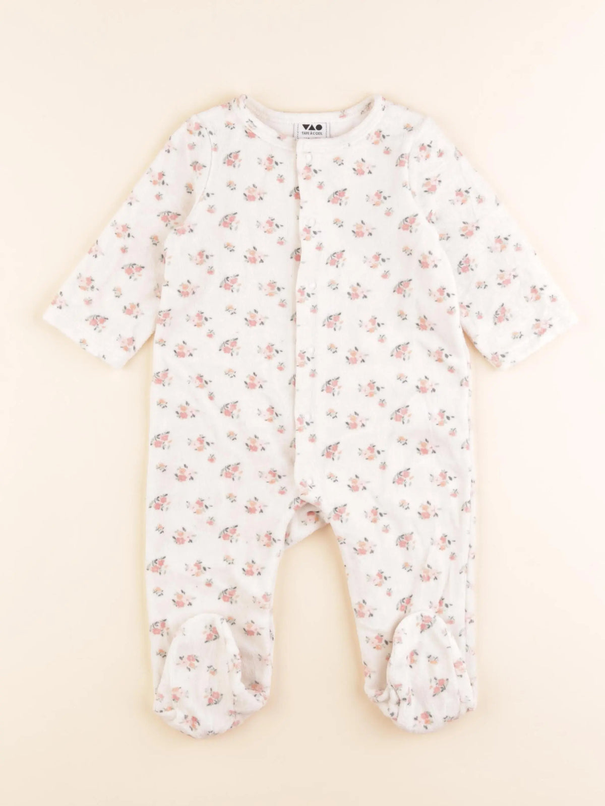 Tape à l'oeil - pyjama velours beige - 9 mois