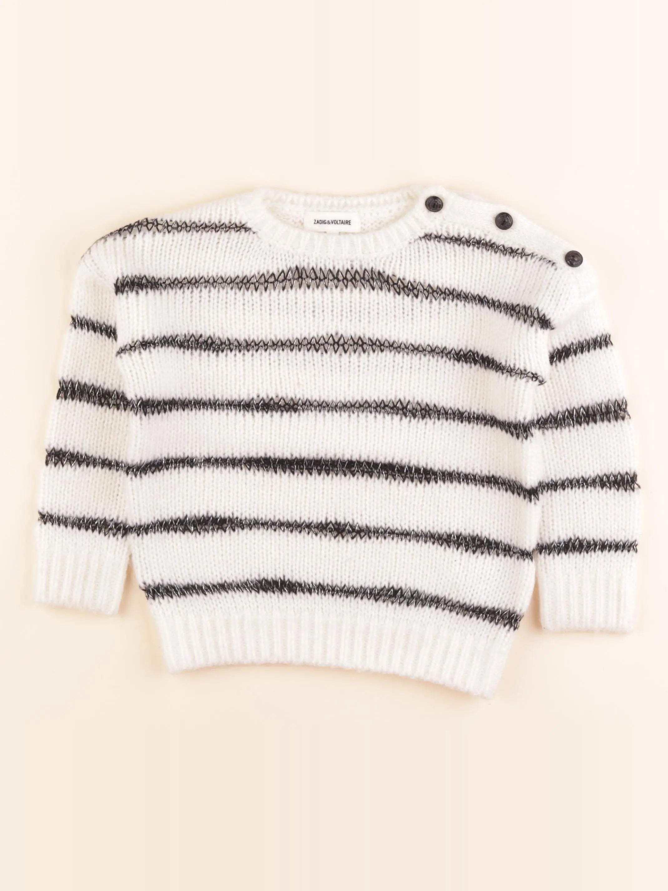 Zadig & Voltaire - pull blanc, argent - 5 ans