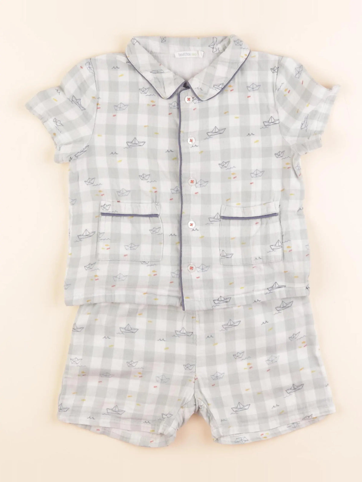 Boutchou - pyjama coton blanc, vert - 36 mois