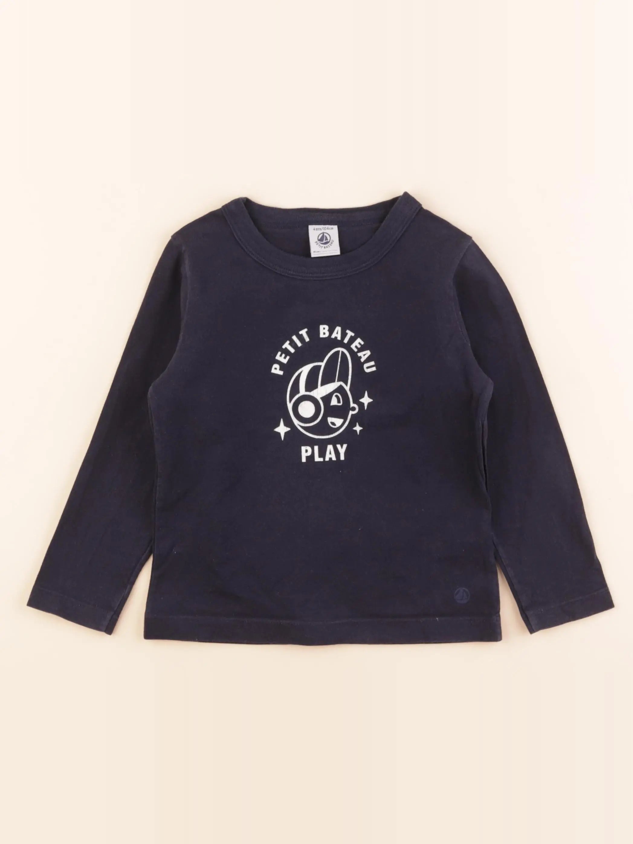 Petit Bateau - tee-shirt bleu - 4 ans