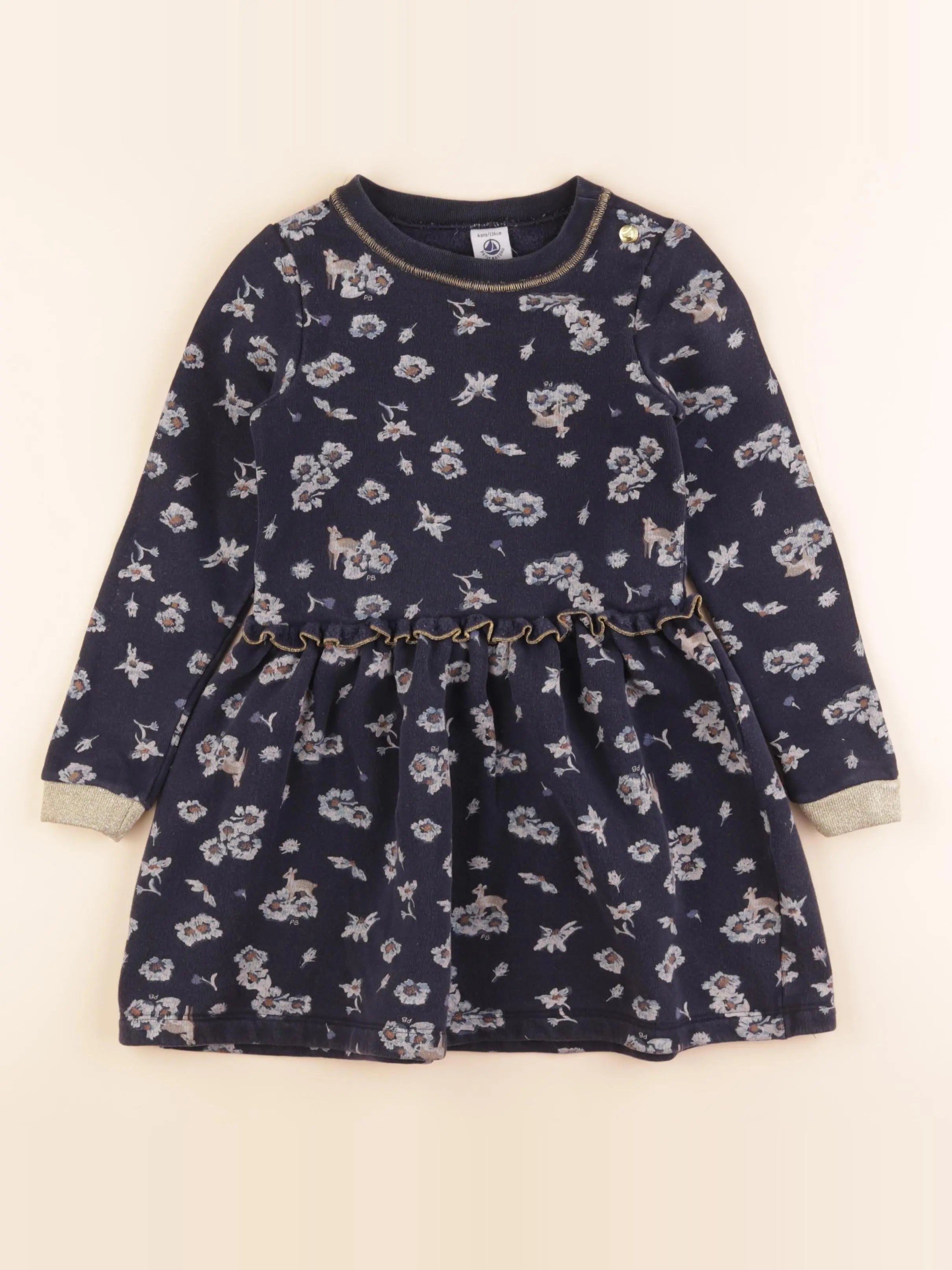Petit Bateau - robe bleu - 6 ans