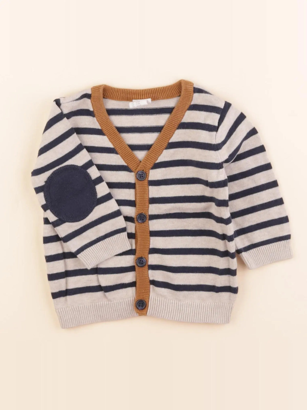 H&M - gilet beige, bleu - 4/6 mois