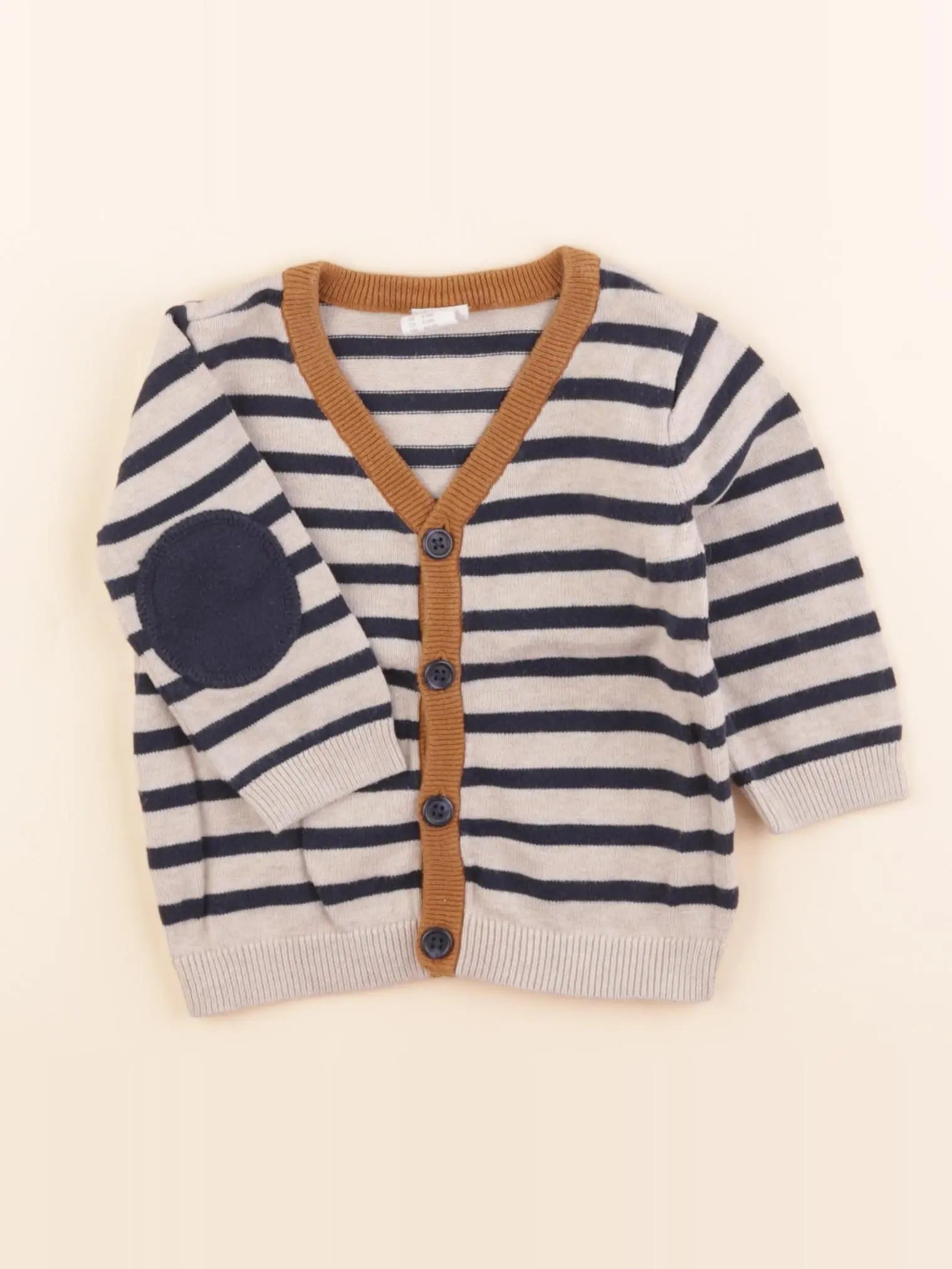 H&M - gilet beige, bleu - 4/6 mois