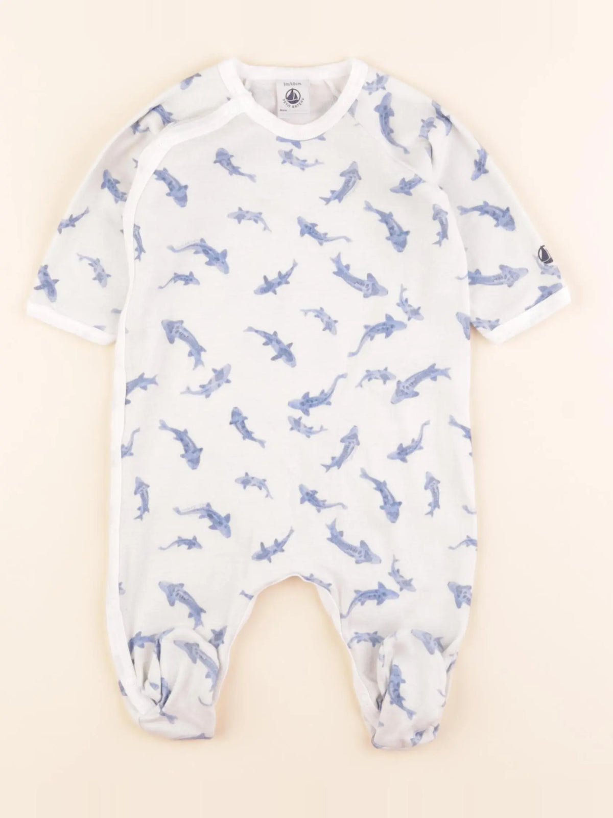 Petit Bateau - pyjama coton blanc - 3 mois