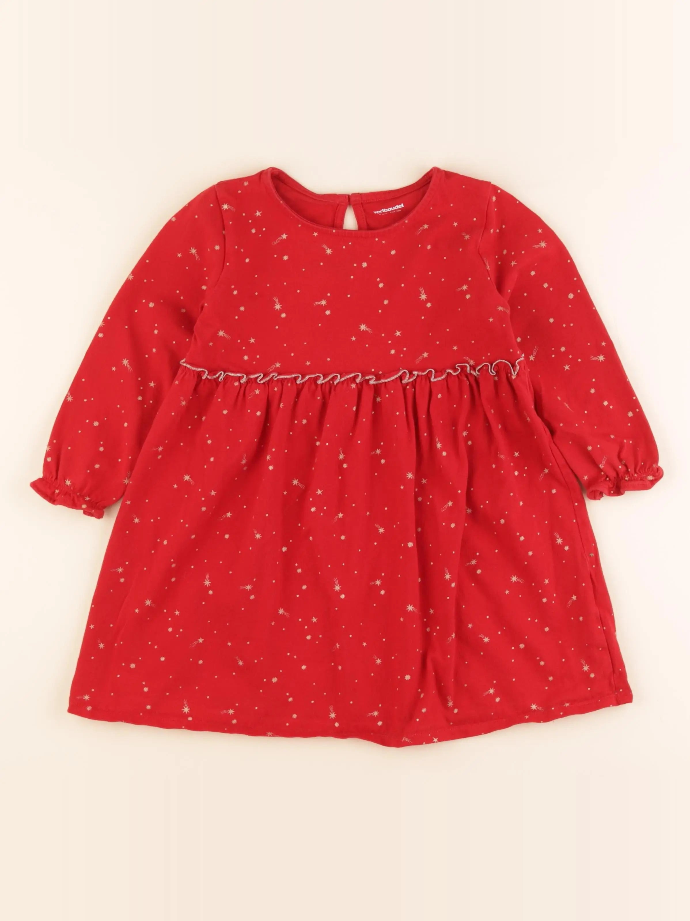 Vertbaudet - robe rouge, or - 4 ans