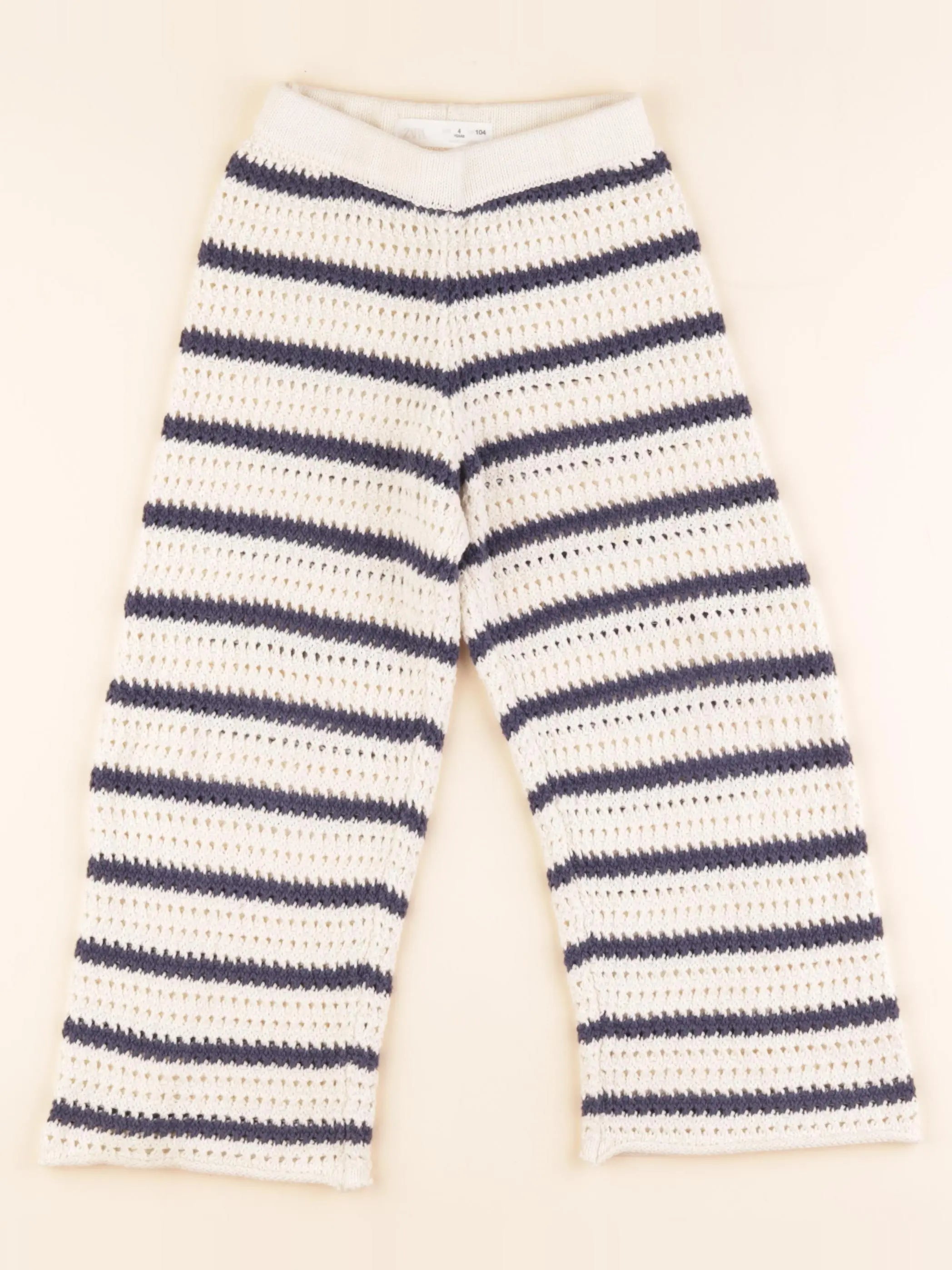 Zara - pantalon bleu, blanc - 4 ans