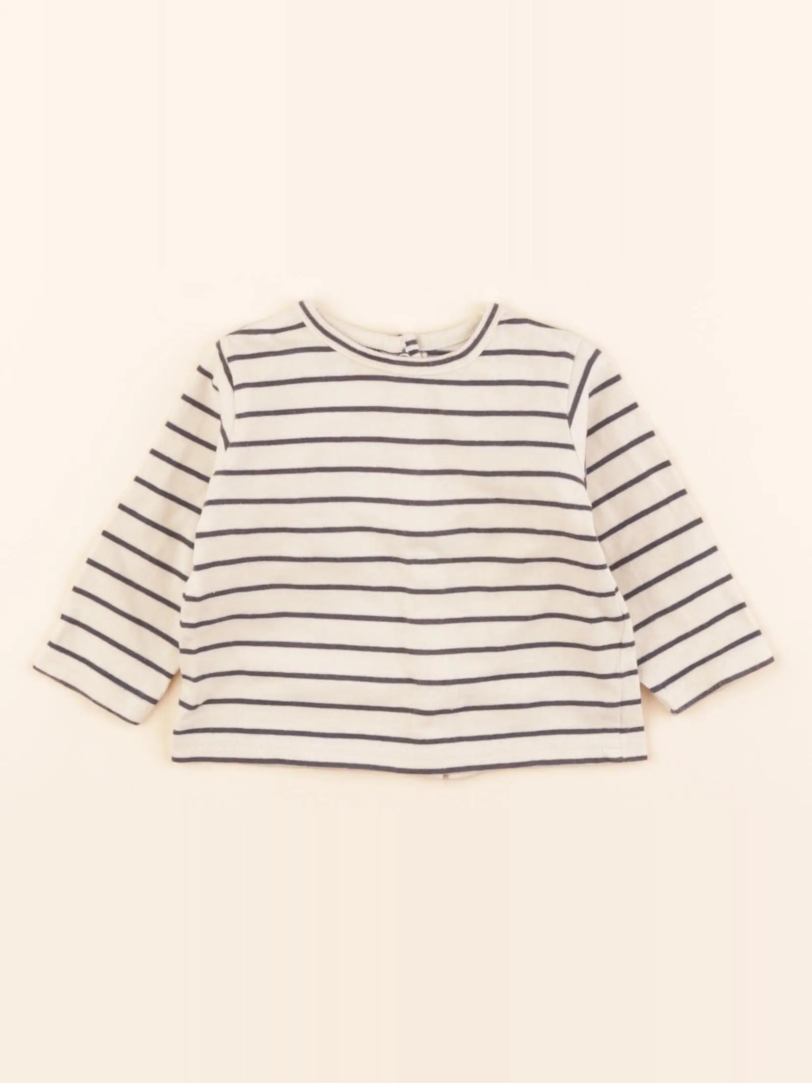 Vertbaudet - tee-shirt beige, bleu - 3 mois